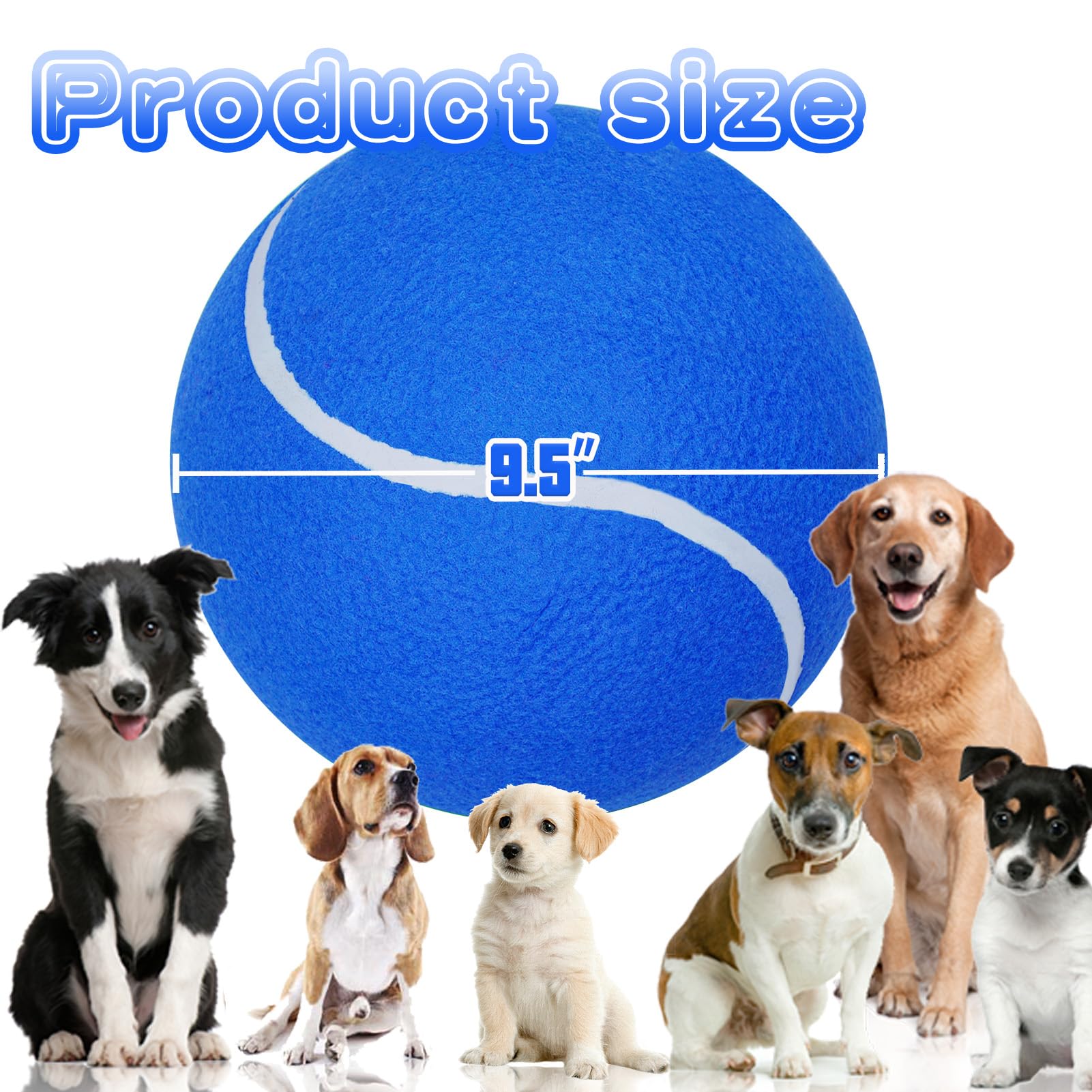 Banfeng Big Tennis Ball For Dogs, Giant Dog Tennis Ball Toy Large Outdoor Sports Gift For Small Medium Large Dog (Blue, 9.5 Inch