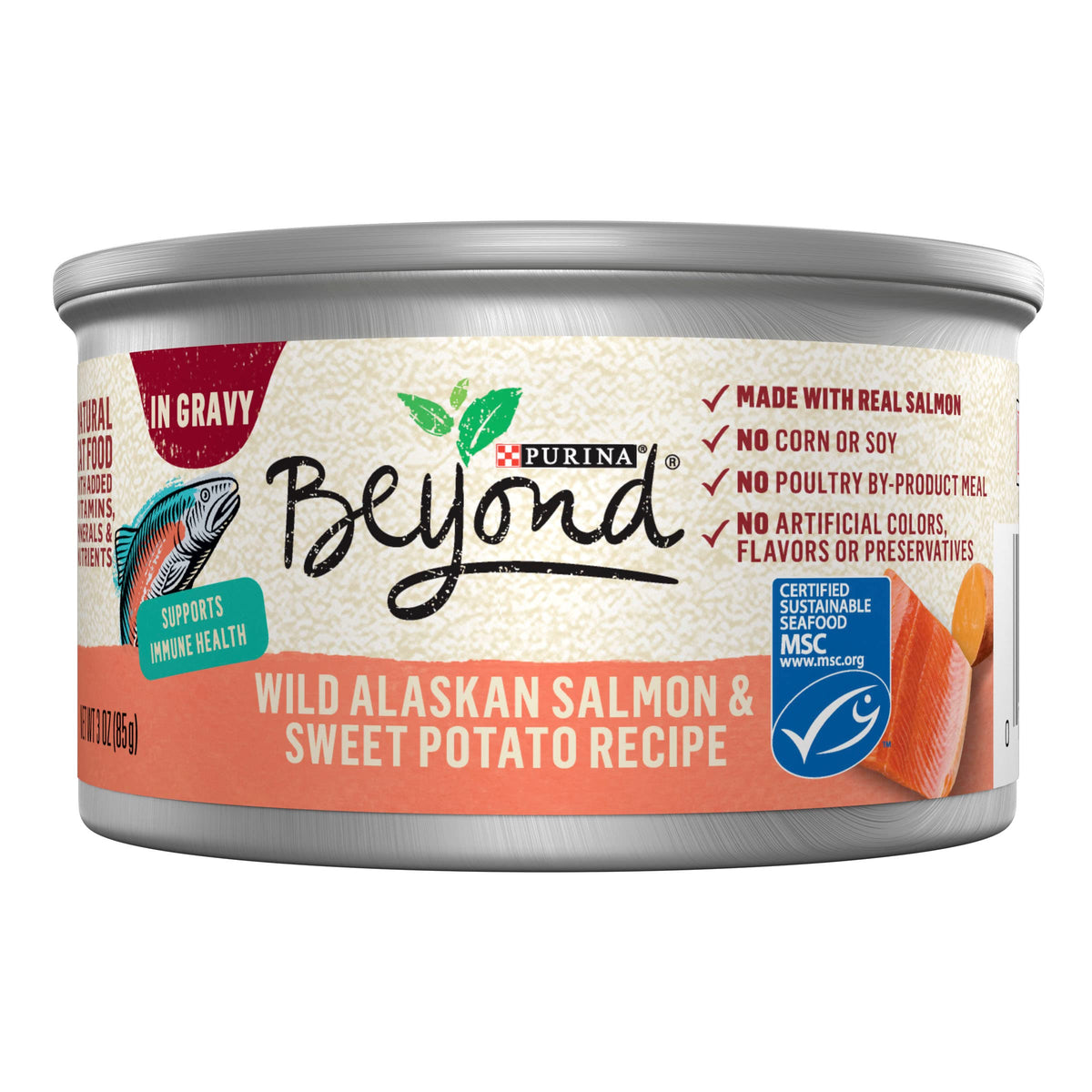 Purina Beyond Grain Free, Natural Gravy Wet Cat Food, Grain Free Salmon & Sweet Potato Recipe - (12) 3 Oz. Cans