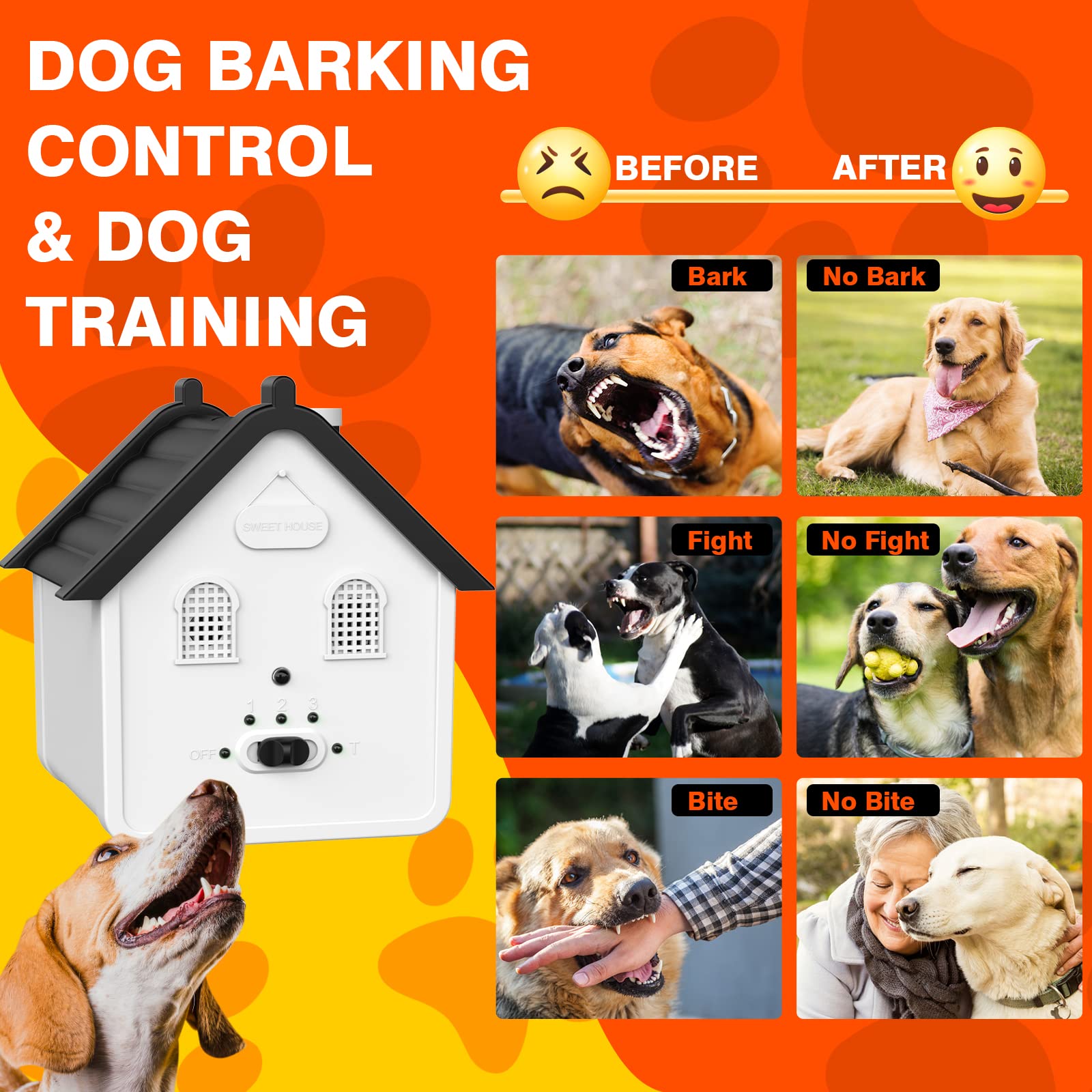 2-In-1 Anti Barking Device, Ultrasonic Dog Barking Deterrent Devices Safe For Dogs, Dog Barking Control Devices Up To 50 Ft Rang