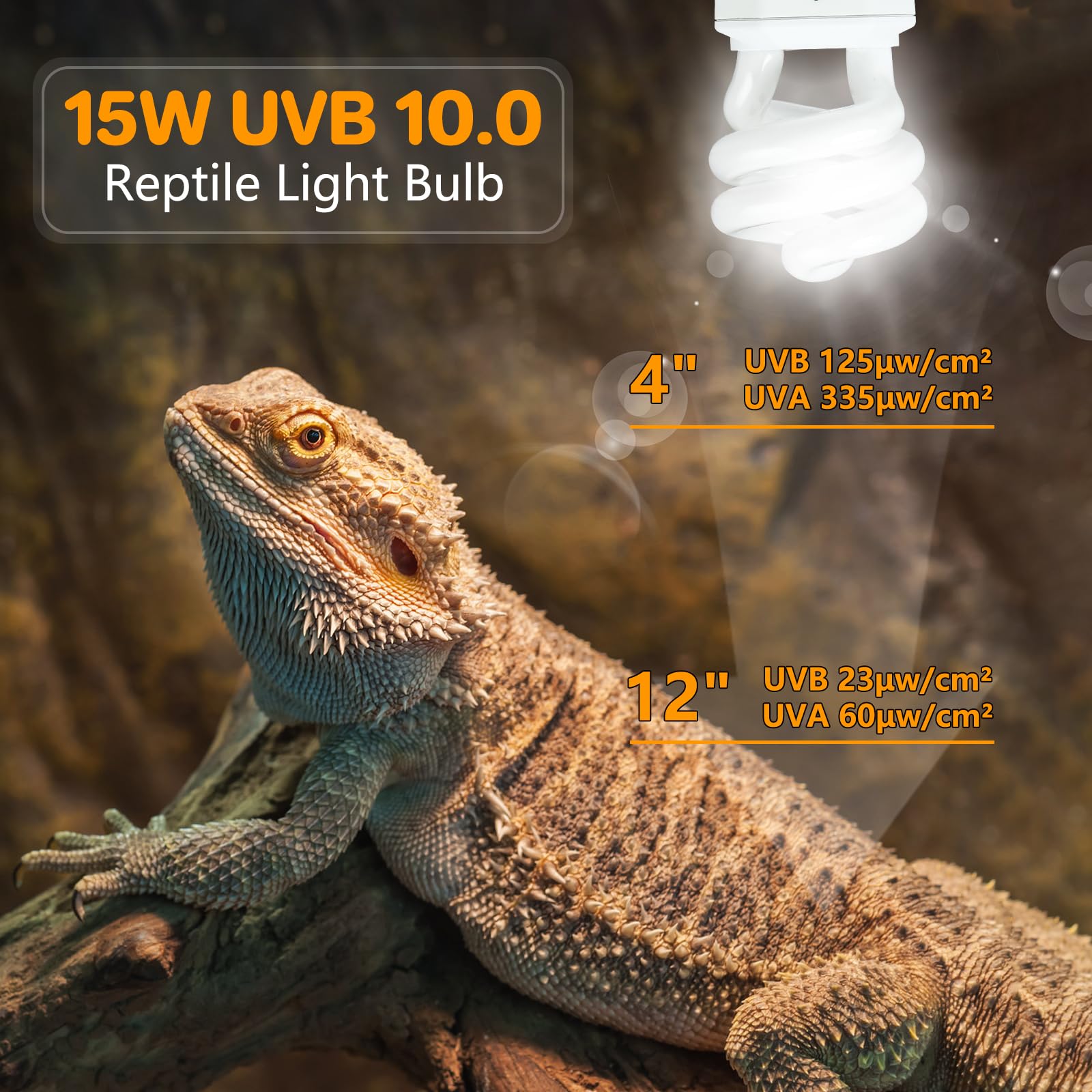 Lucky Herp Uva Uvb Reptile Light 10.0, Desert Uvb 150 Compact Fluorescent Lamp, Uvb Light For Reptiles 15W, Uva Uvb Reptile Ligh