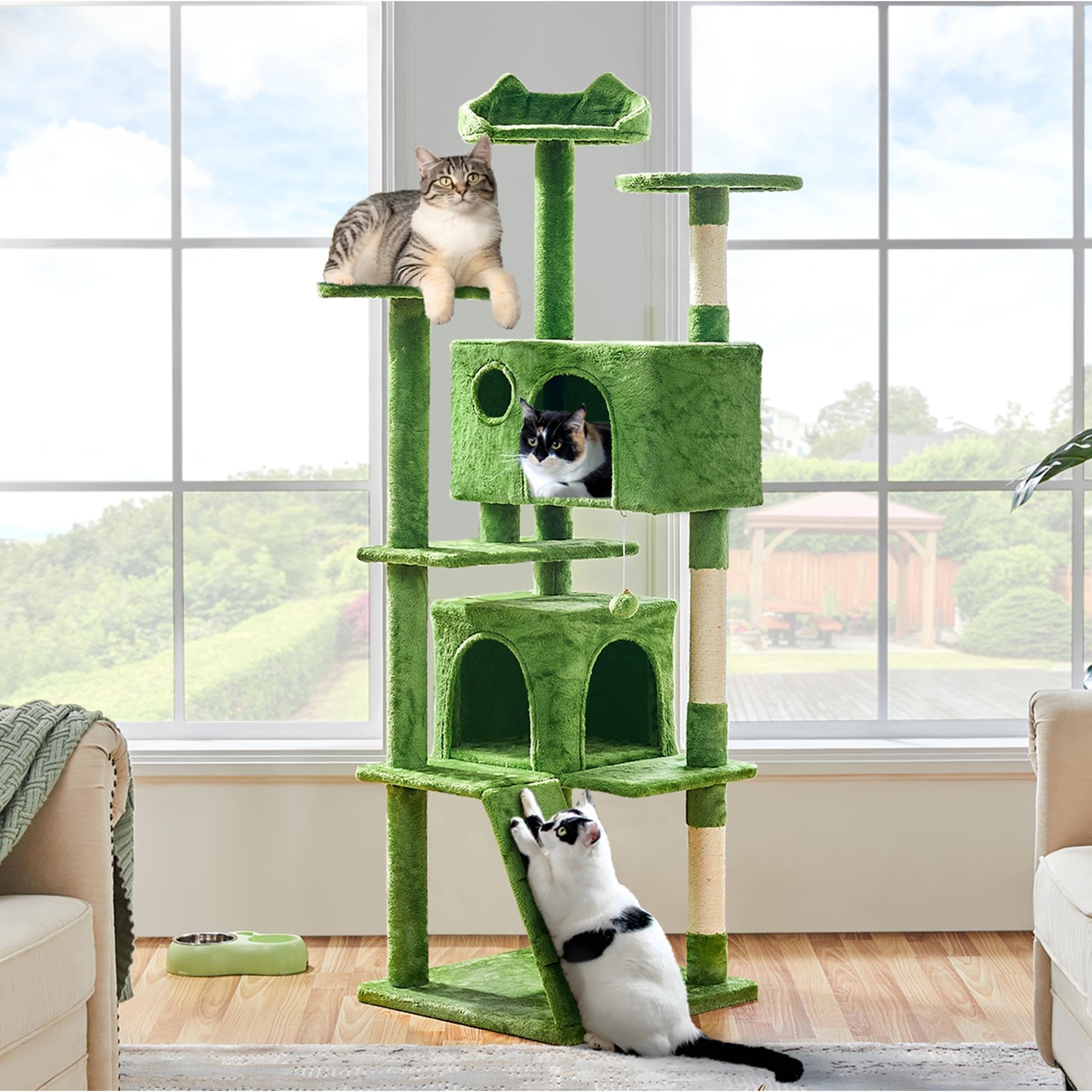 Yaheetech 70In Multi-Level Cat Tree Tall Cat Tower Cat Furniture With Condo, Scratching Posts & Dangling Ball For Indoor Cats Ac