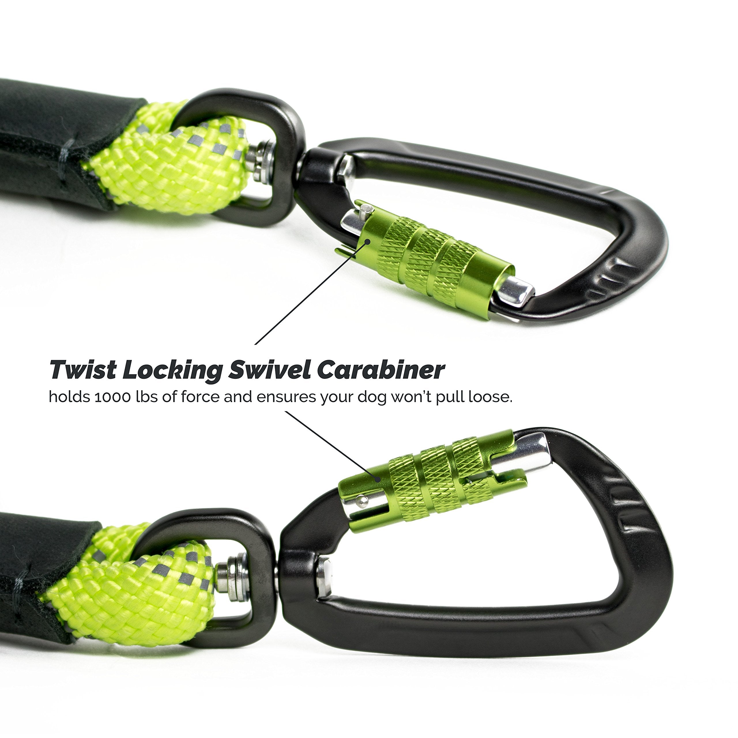 Dog Rope Leash With Lightweight Locking Swivel Carabiner, For Medium To Large Breeds, Comfortable Padded Handle, Reflective Stitching For Nighttime Safety And A Durable 5 Foot Long Lead