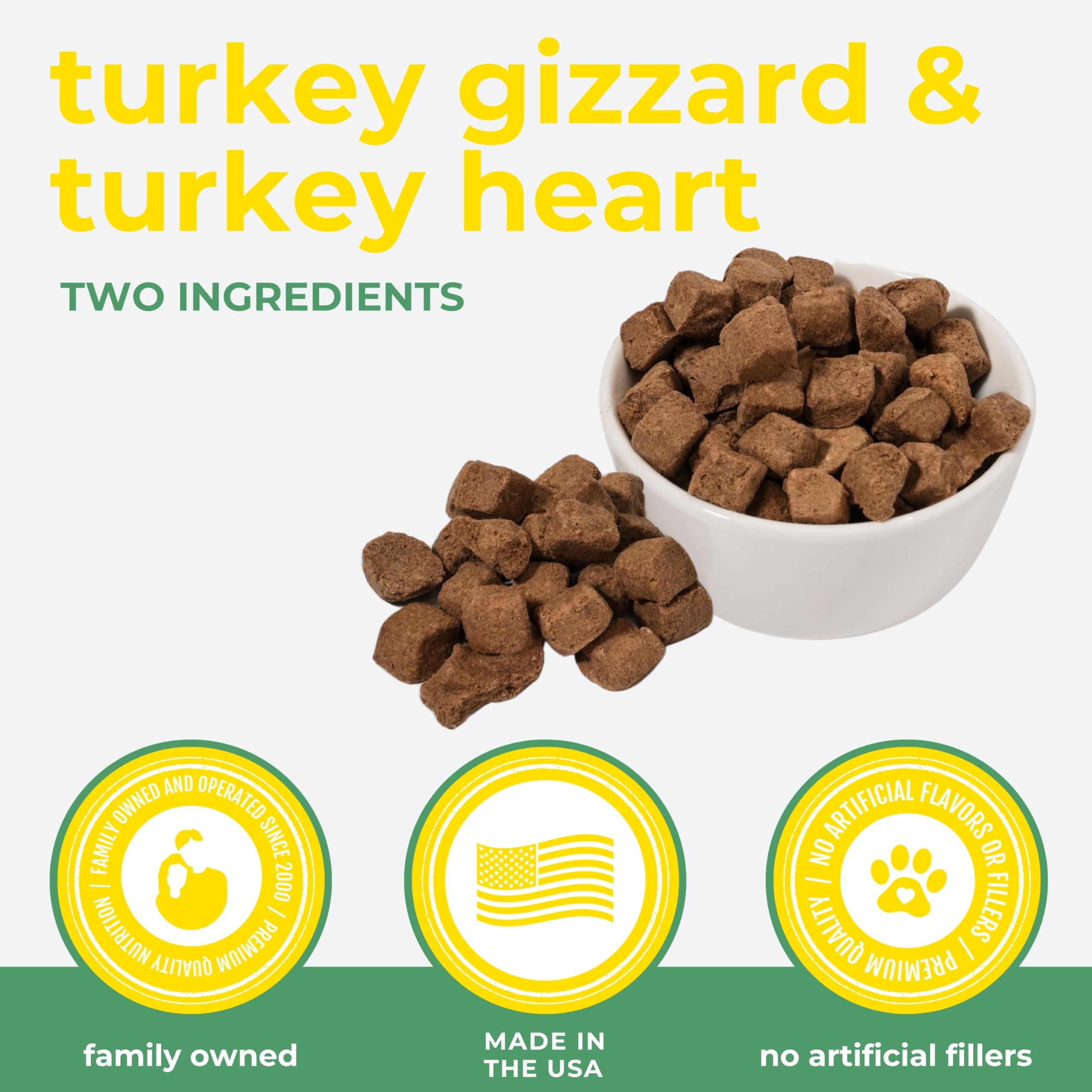 Momentum Carnivore Nutrition Freeze-Dried Turkey Training Bites - Two Ingredients-Turkey Gizzards and Hearts, All-Natural Dog Tr