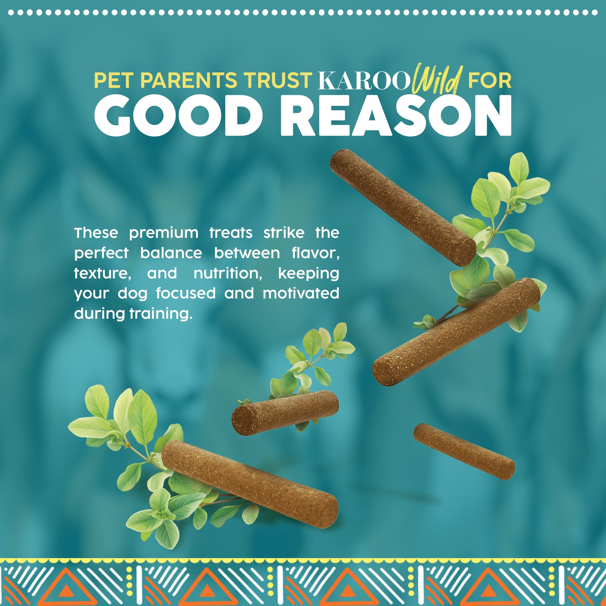 Karoo Wild Sticks Oregano Seasoned Treats for Dogs - 16 oz - Soft & Chewy Protein Sticks Made with African Antelope - Ideal for