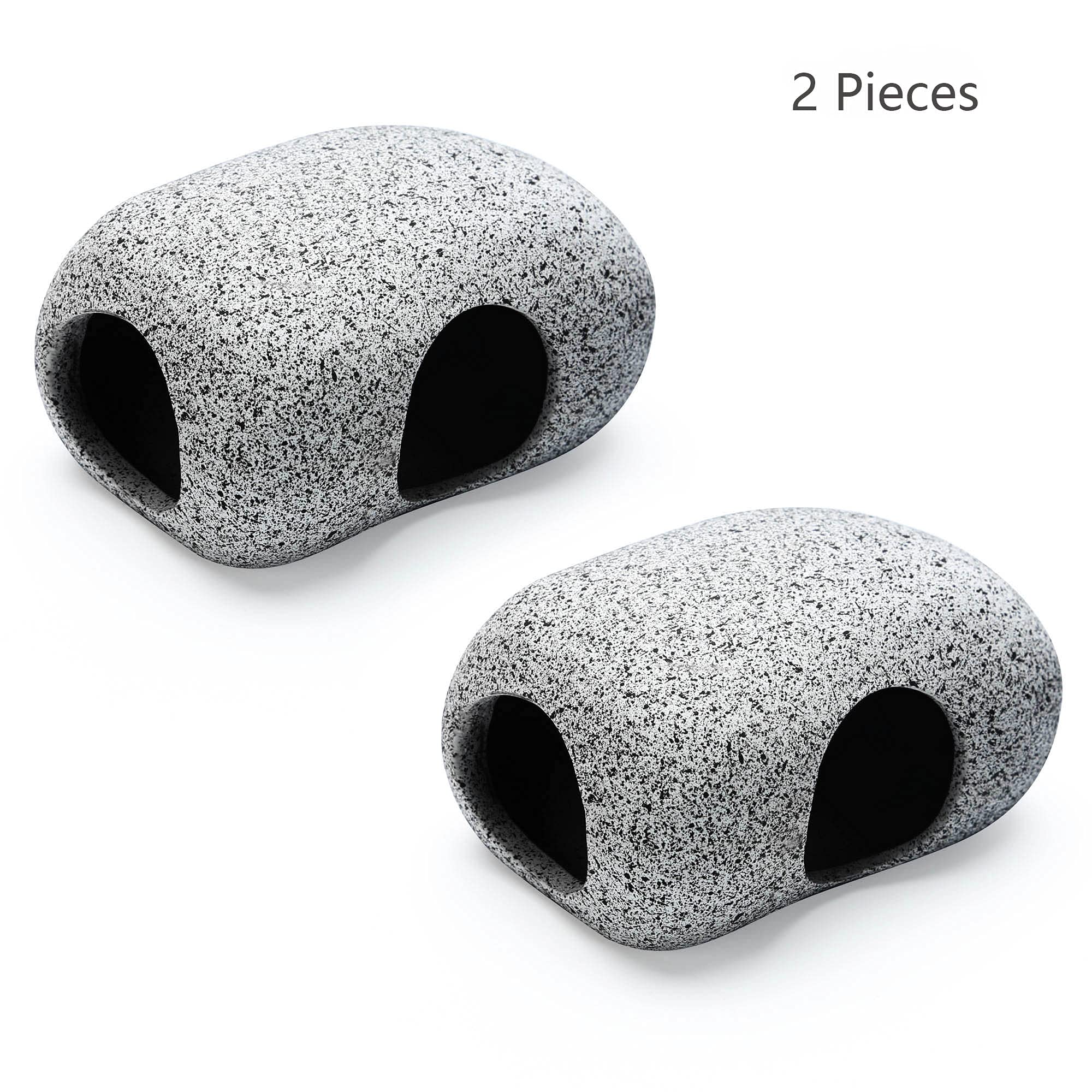 2Pcs Aquarium Hideaway Rocks For Aquatic Pets To Breed, Play And Rest, Safe And Non-Toxic Fish Tank Ornaments, Ceramic Decor Rocks For Betta