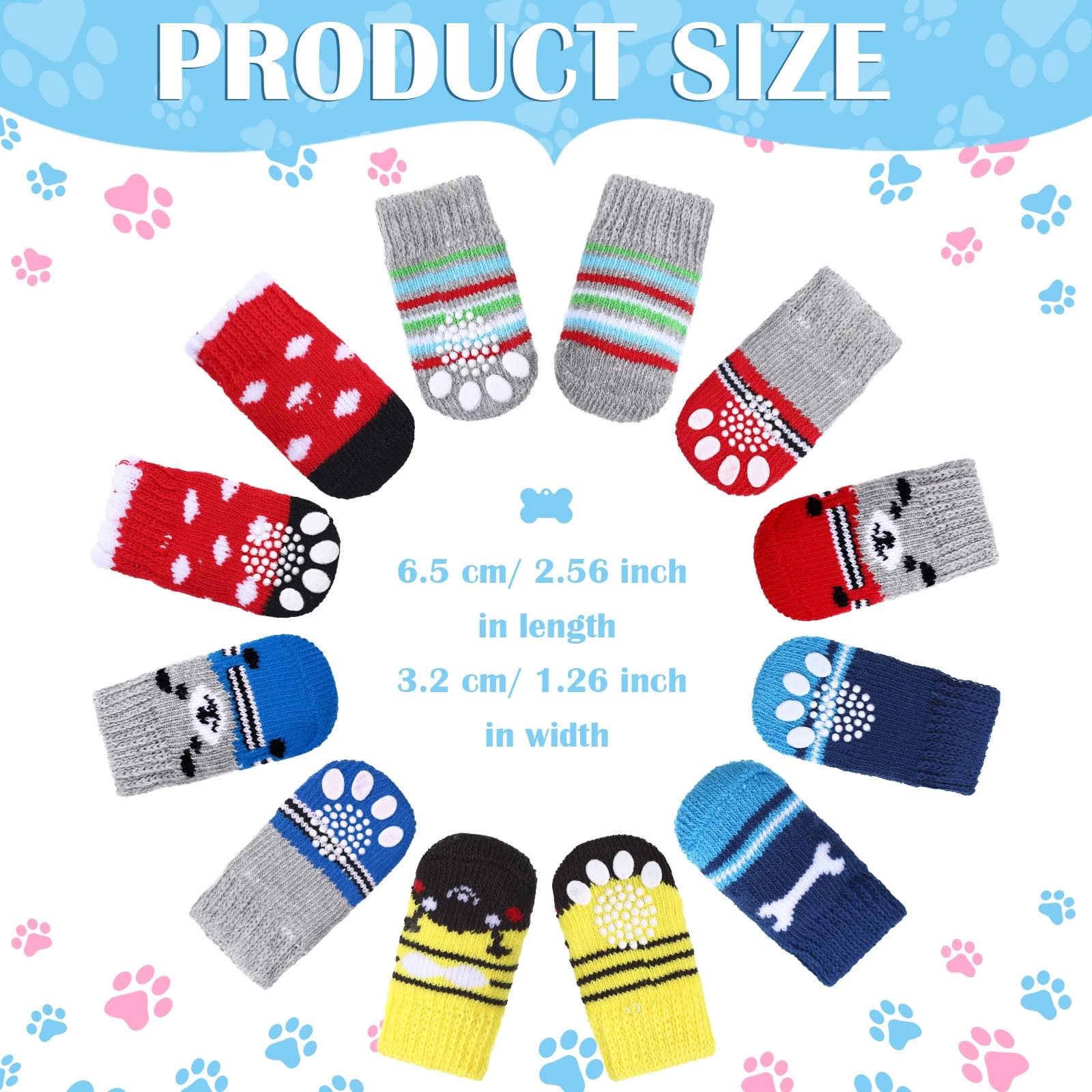 Sadnyy 24 Pcs Dog Socks For Small Medium Large Non Slip Pet Puppy Dog Socks Paw Protectors Outdoor Traction Control For Hot Pave