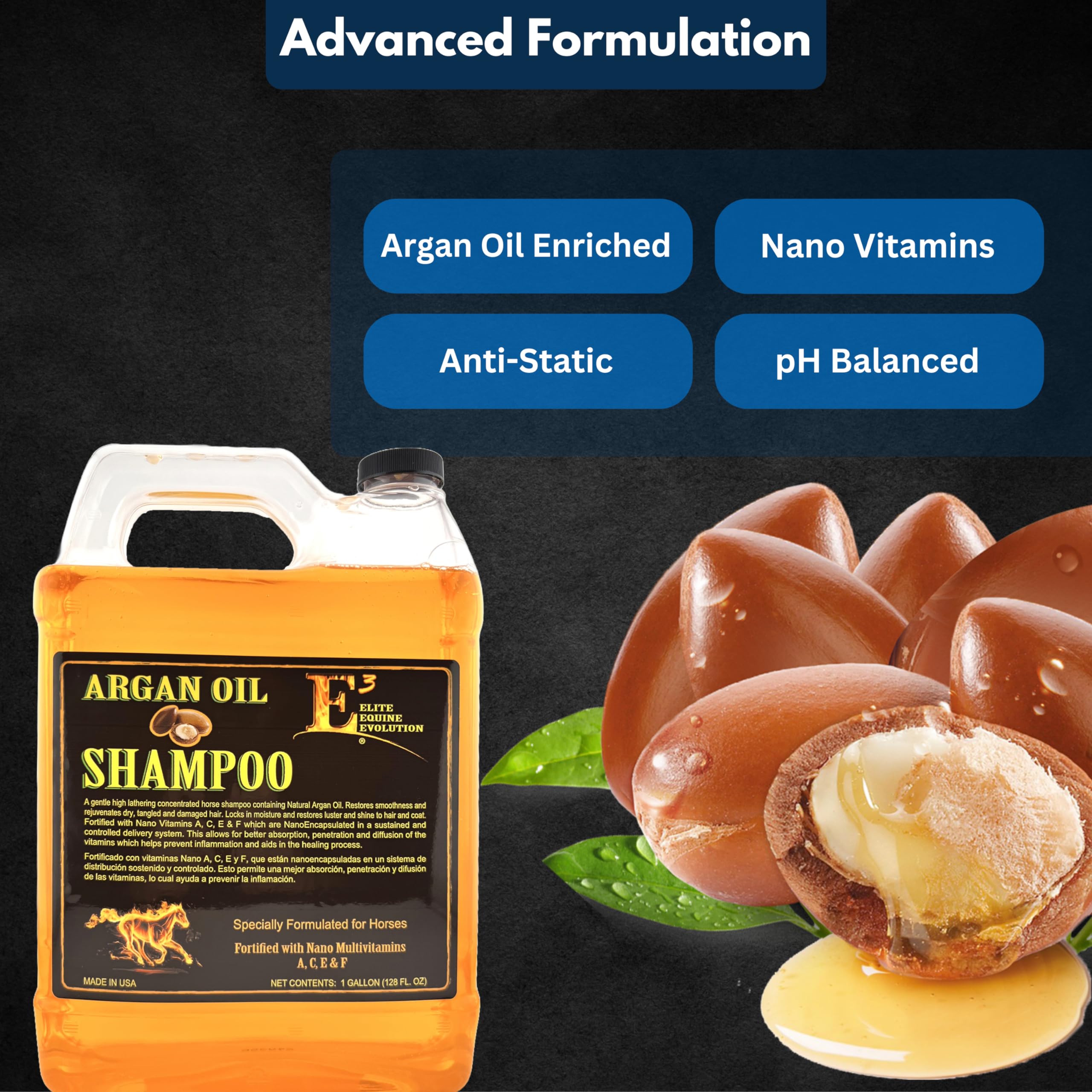 E3 Argan Oil Shampoo - Luxurious Pet Grooming Solution For Nourished & Rejuvenated Coat - Enriched With Hydrating Argan Oil For