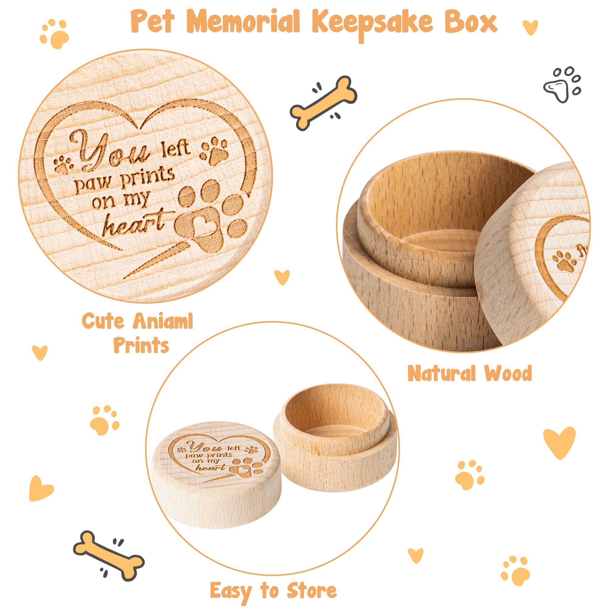 Cjiangpo Dog Memorial Keepsake Box, Wooden Pet Urns Memorial Gifts For Loss Of Dog Cat Hair Ashes Container Remembrance Pet Loss