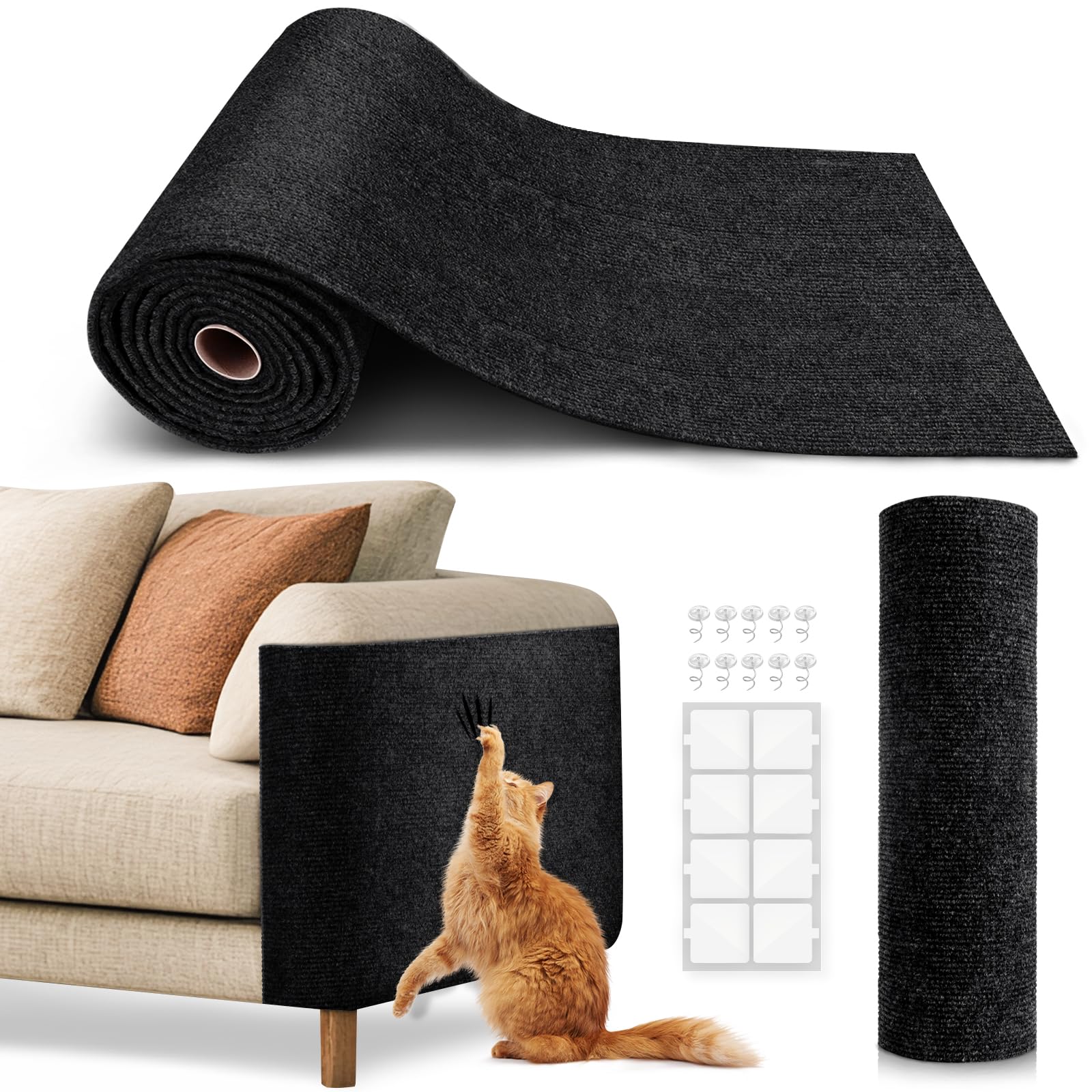 Vivoyan Cat Scratch Mat,Trimmable Self-Adhesive Carpet,Diy Climb Cat Scratcher For Cat Couch Furniture Or Wall Protector,Coverin