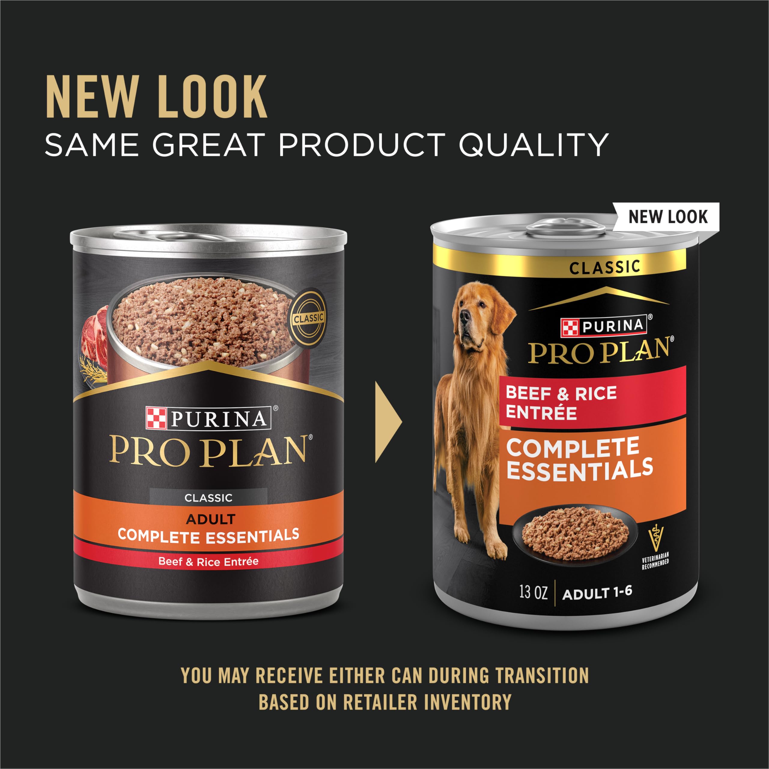 Purina Pro Plan Complete Essentials Classic Pate Dog Food, Beef and Rice Entr  e - (Pack of 12) 13 oz. Cans