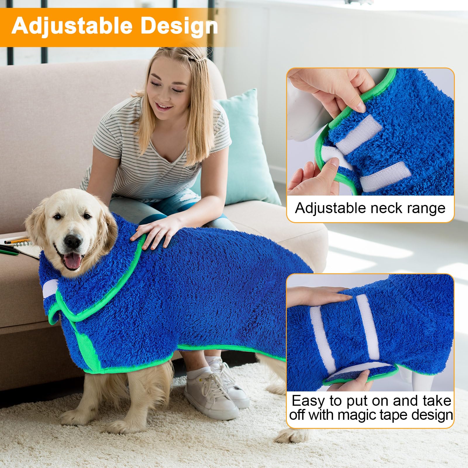 Super Absorbent Dog Bathrobe Towels - Large Soft Robes For After Bath Adjustable Coat To Keep Dog Warm (S-Xxl)