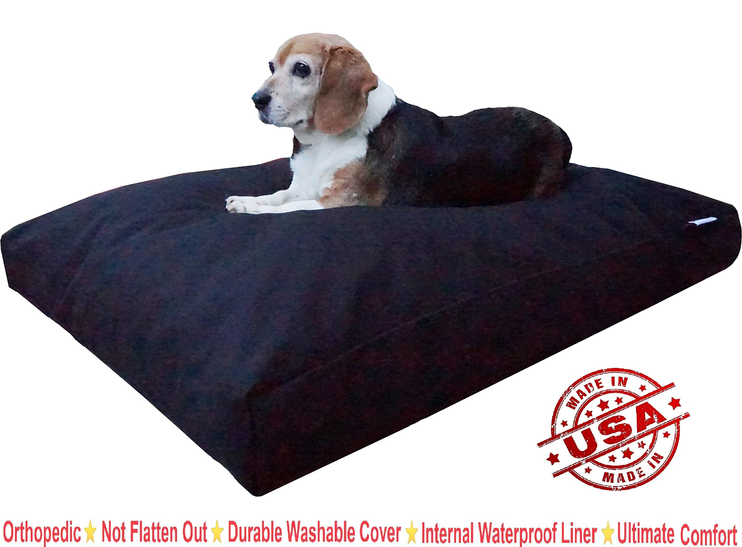Dogbed4Less Memory Foam Dog Bed For Medium To Large Dogs With Orthopedic Comfort, Waterproof Liner And Durable Canvas Cover 47X2