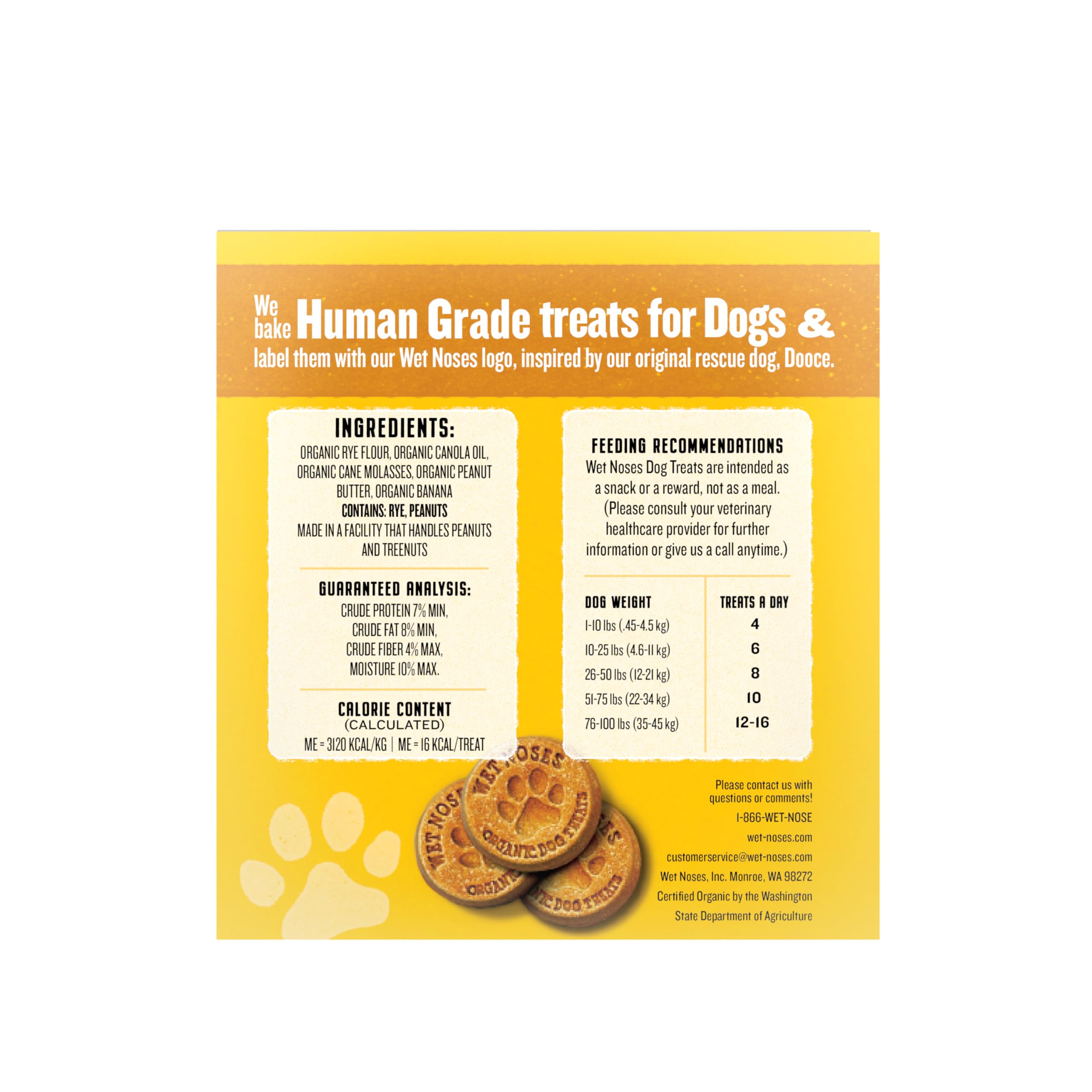 Wet Noses Organic Crunchy Dog Treats - for All Pet Sizes, Breeds - Senior Dog Snack - 100% Human-Grade - Delicious Chews for Dog