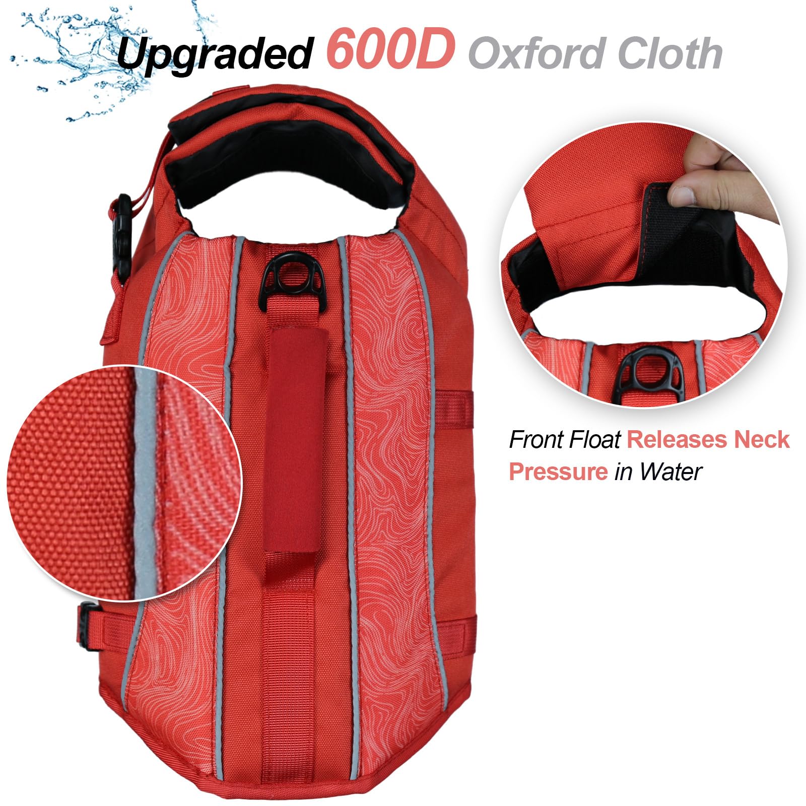 Vivaglory Dog Life Jacket With Removable Front Float, Life Vest With Reflective Trims & Extra Padding For Swimming & Boating, Re