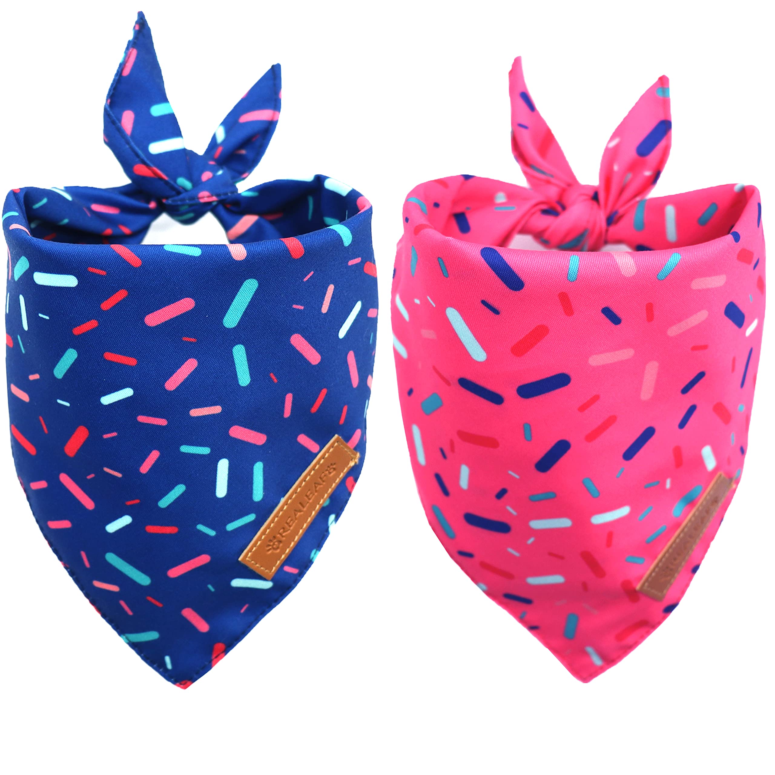 Realeaf Dog Birthday Bandanas 2 Pack, Dog Birthday Party Supplies, Blue And Pink Bandana, Triangle Reversible Pet Scarf For Boy 