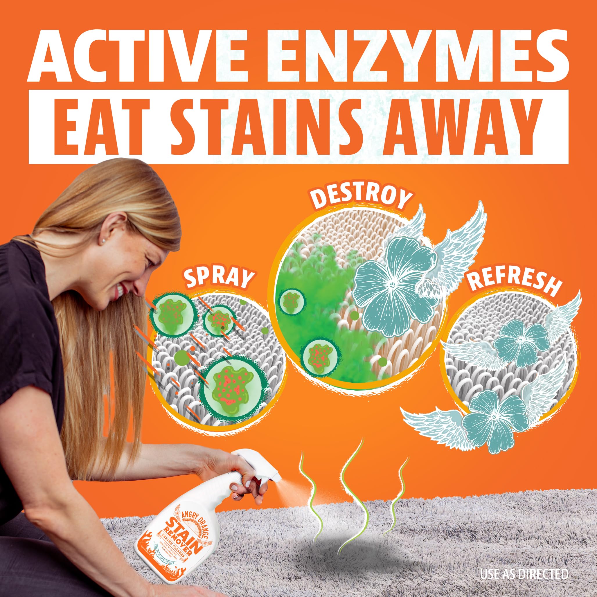 Angry Orange Pet Stain Remover For Dog Urine And Stains - Enzyme Cleaner - Citrus + Fresh Sent - Value 2 Pack