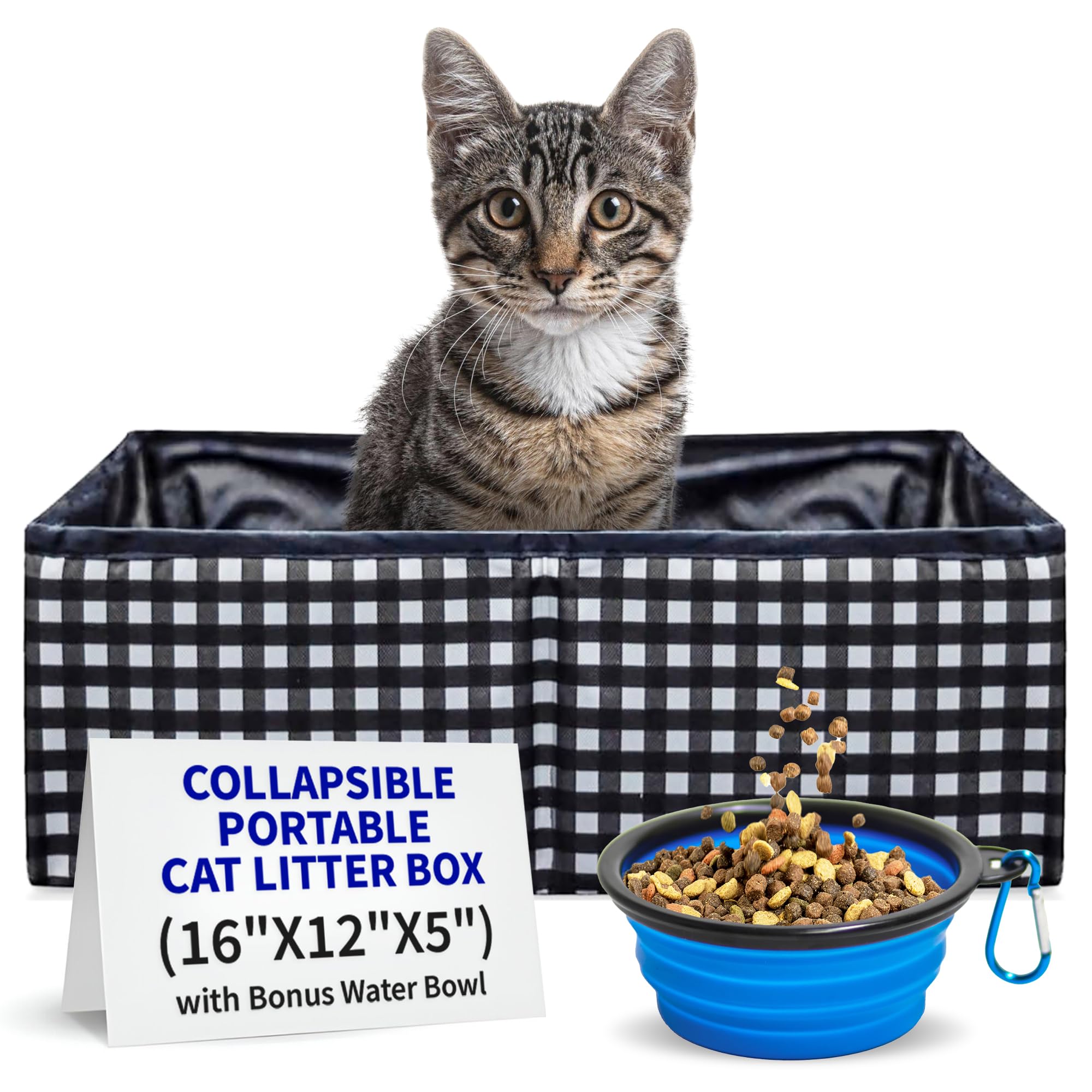 Pet Fit For Life - Vibrant Collapsible Travel Cat Litter Box - Portable, Foldable, Compact Design With Bonus Water Bowl - Ideal 