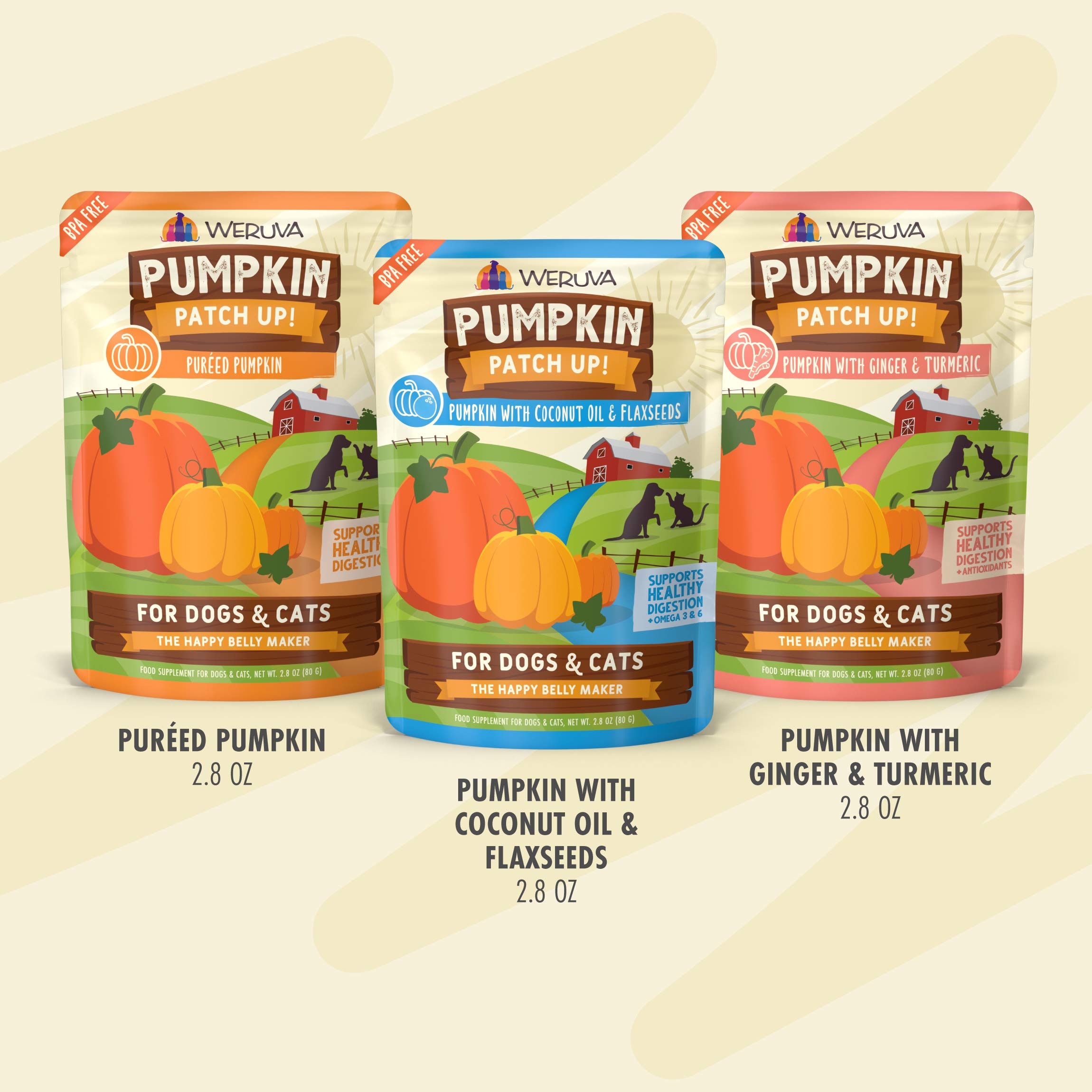Weruva Pumpkin Patch Up! Pumpkin Pumpkin, Whats Your Function? Variety Pack for Dogs & Cats, 2.8oz Pouch (Pack of 12)