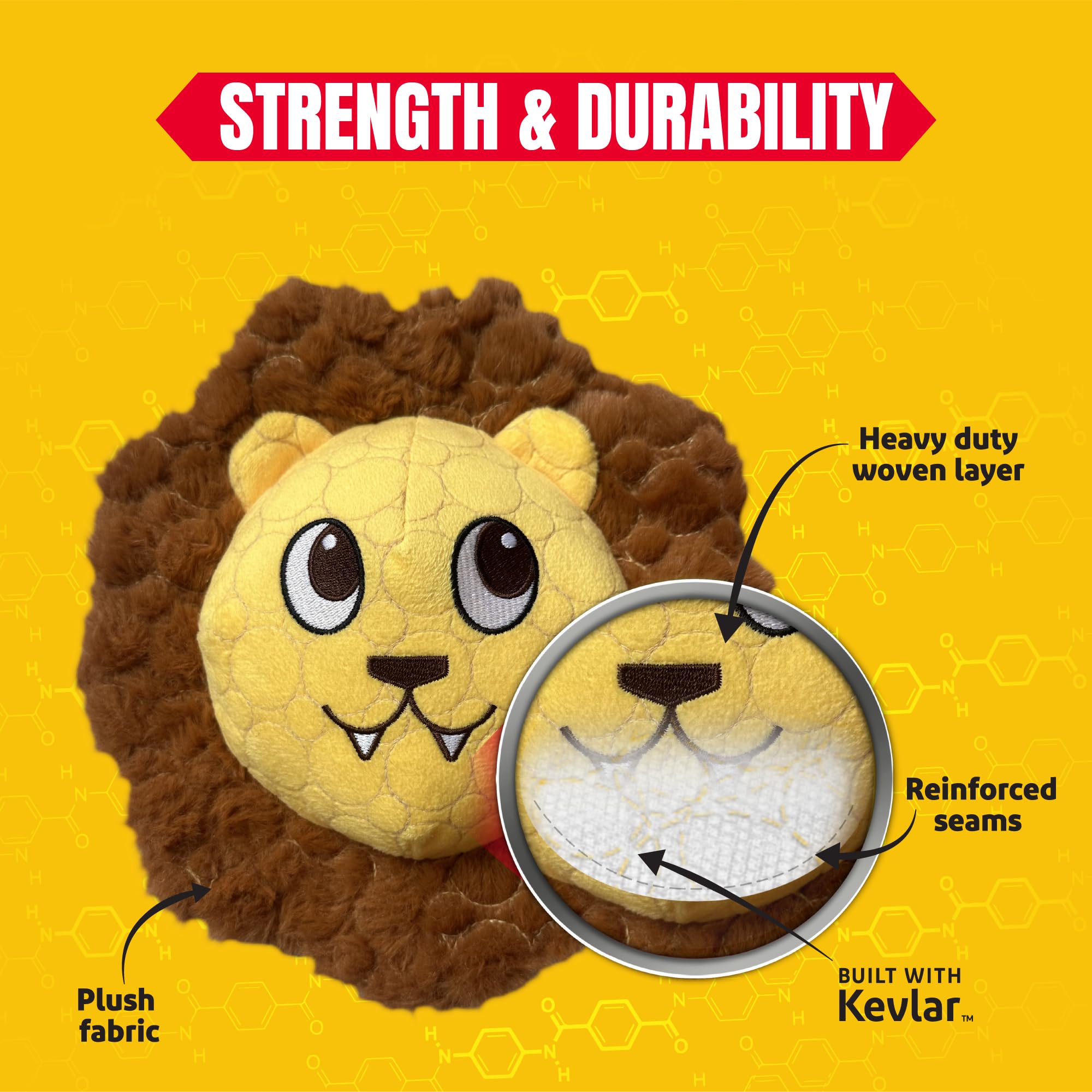 Bite Force -Durable & Strong Dog Toy Mighty Leo with Squeaker, Kevlar-Reinforced for Aggressive Chewers for Small Medium Large D