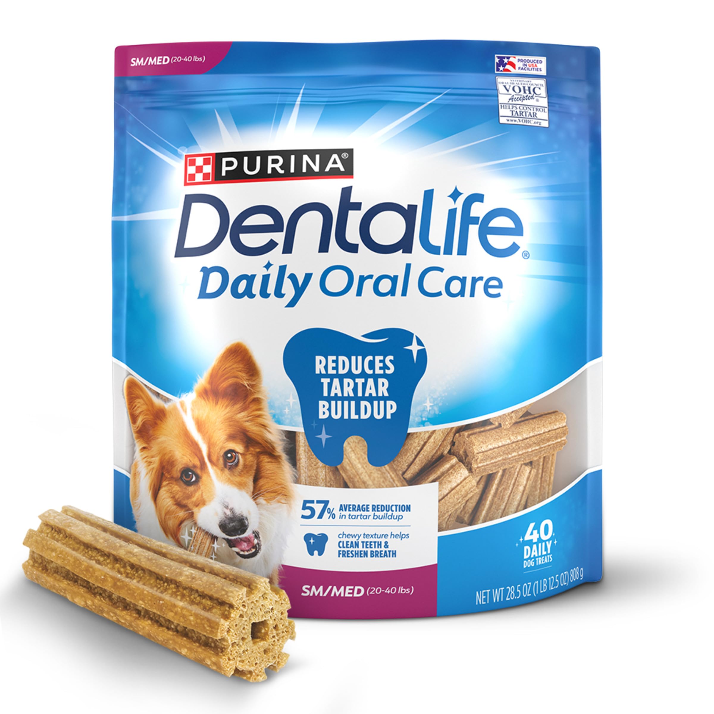 DentaLife Made in USA Facilities Small/Medium Dog Dental Chews, Daily - 40 ct. Pouch