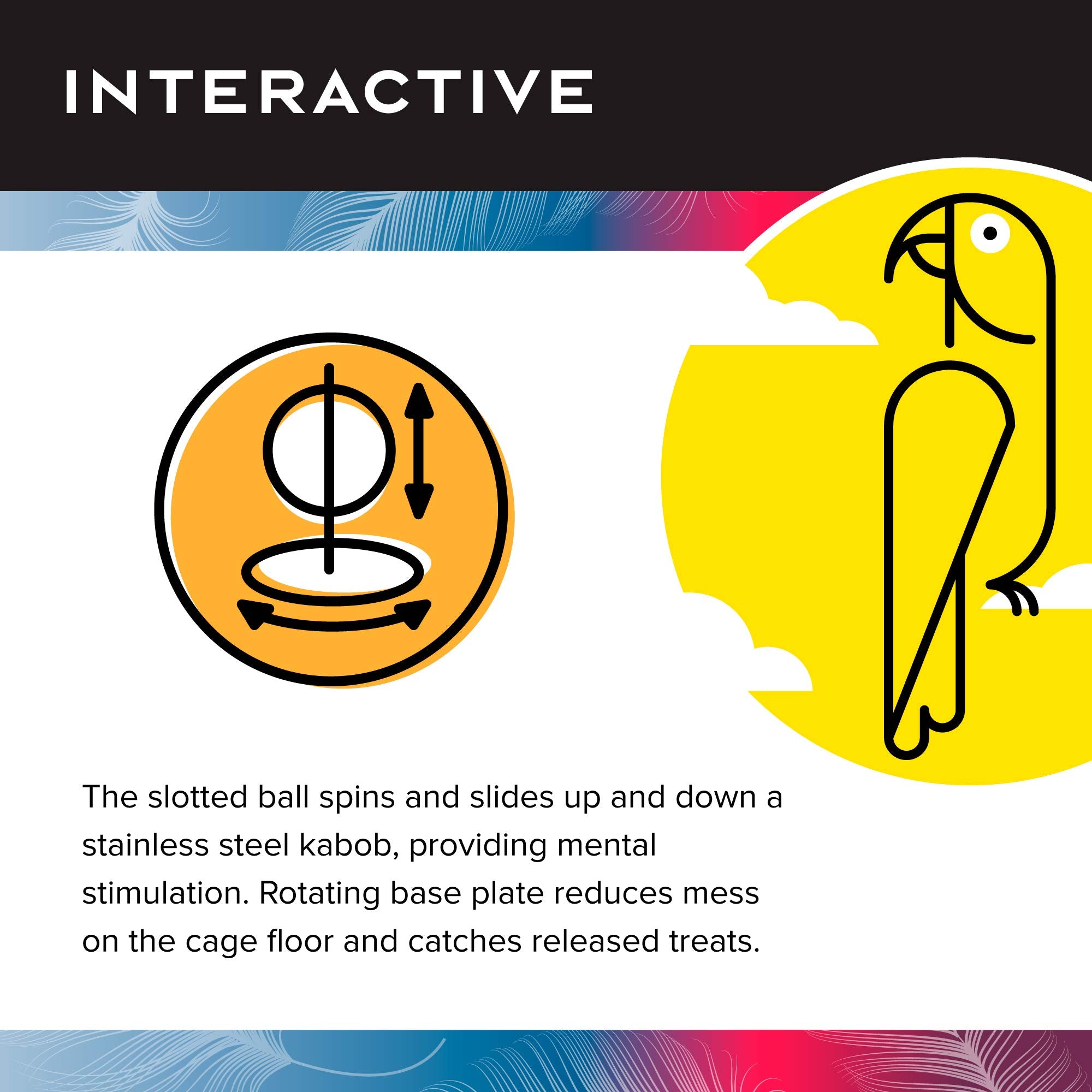 Featherland Paradise - Cage Mounted Buffet Ball - Interactive Bird Toy And Treat Dispenser - Creative Foraging Systems - Ideal F