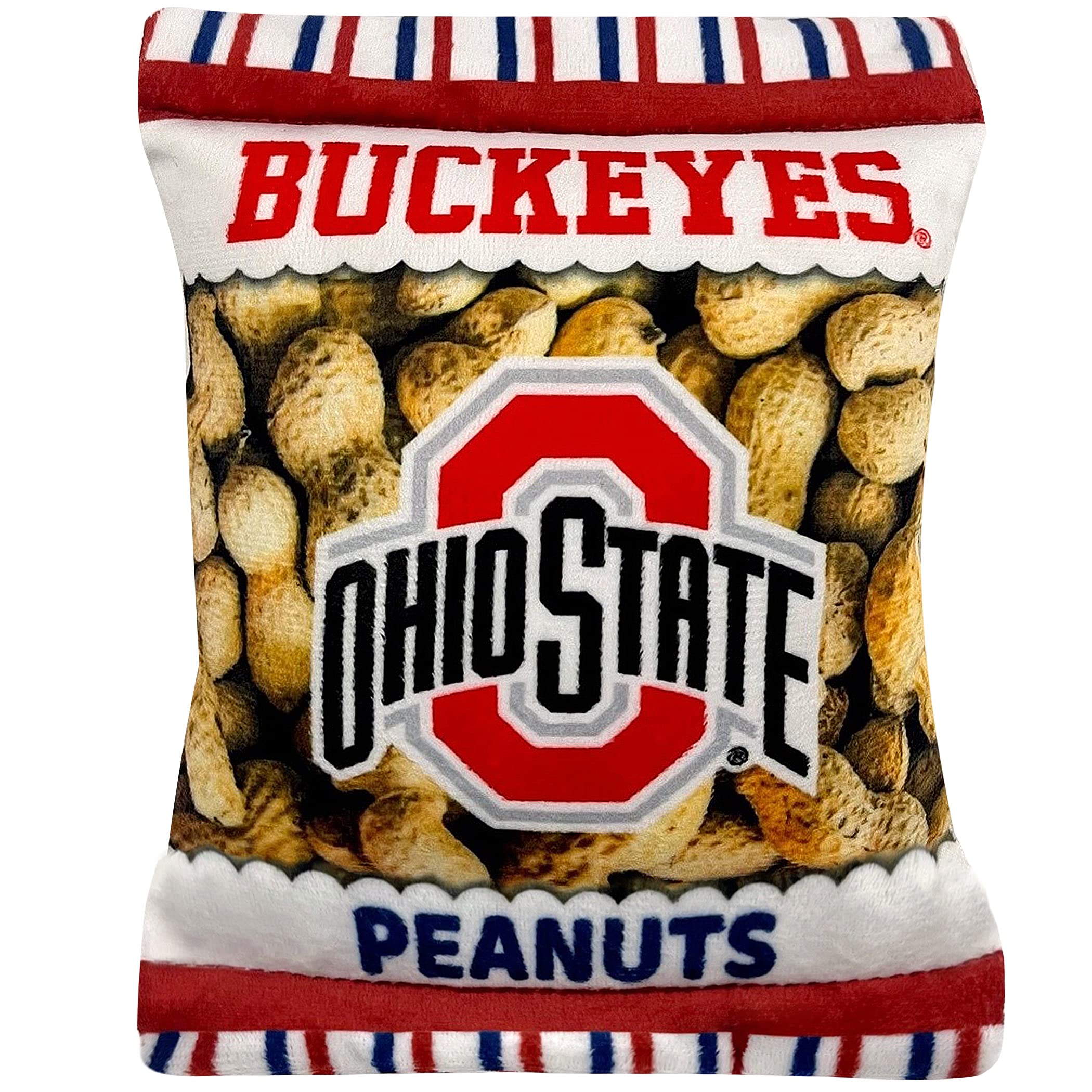 Pets First Ncaa Ohio State Buckeyes Crinkle Fine Plush Dog & Cat Squeak Toy- Cutest Stadium Peanuts Snack Toy For Dogs & Cats Wi