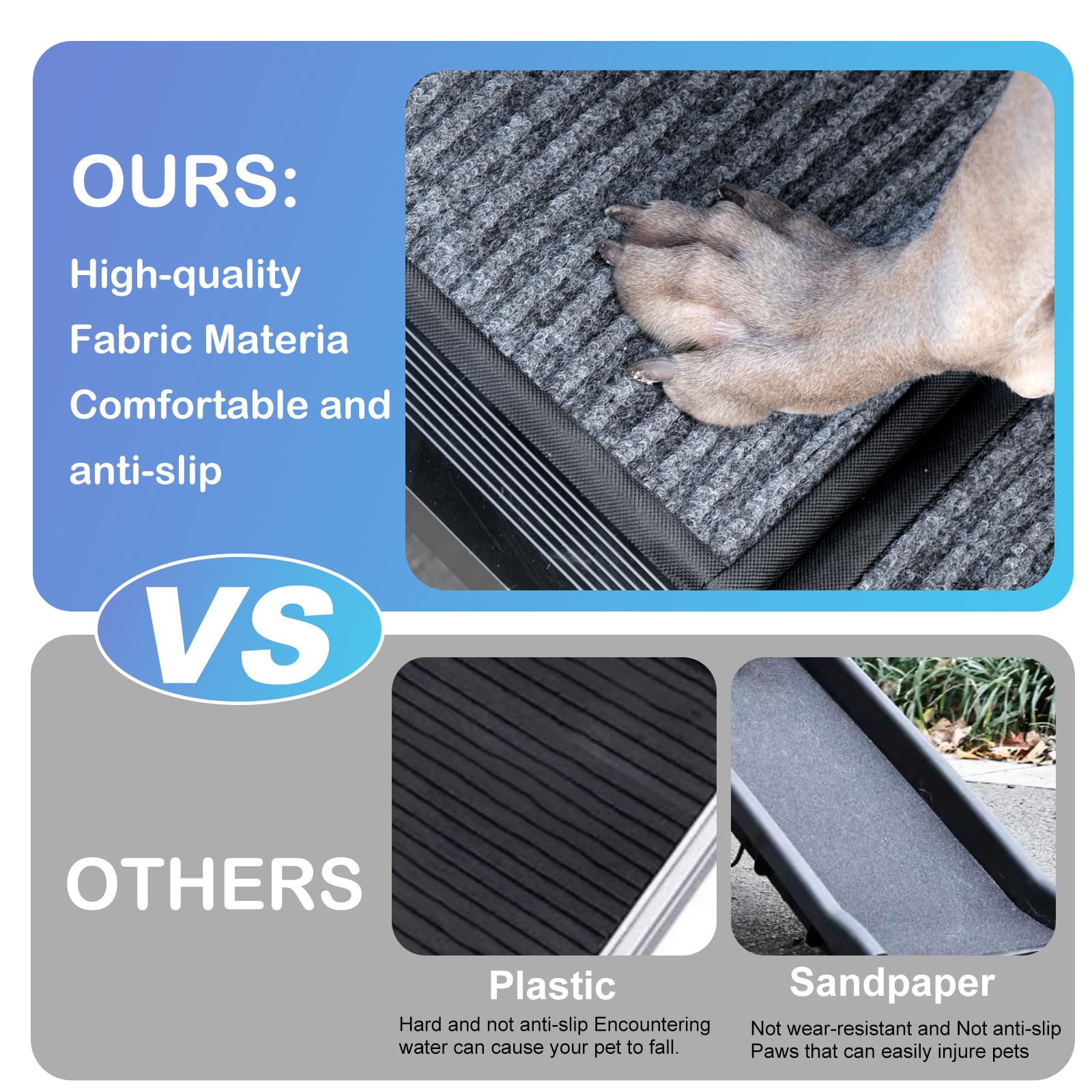 Uross Dog Ramp For Car 63'' Long - Collapsible Pet Ramps For Large Dogs Suv Truck Folding Outdoor Dog Ramp For Porch Steps