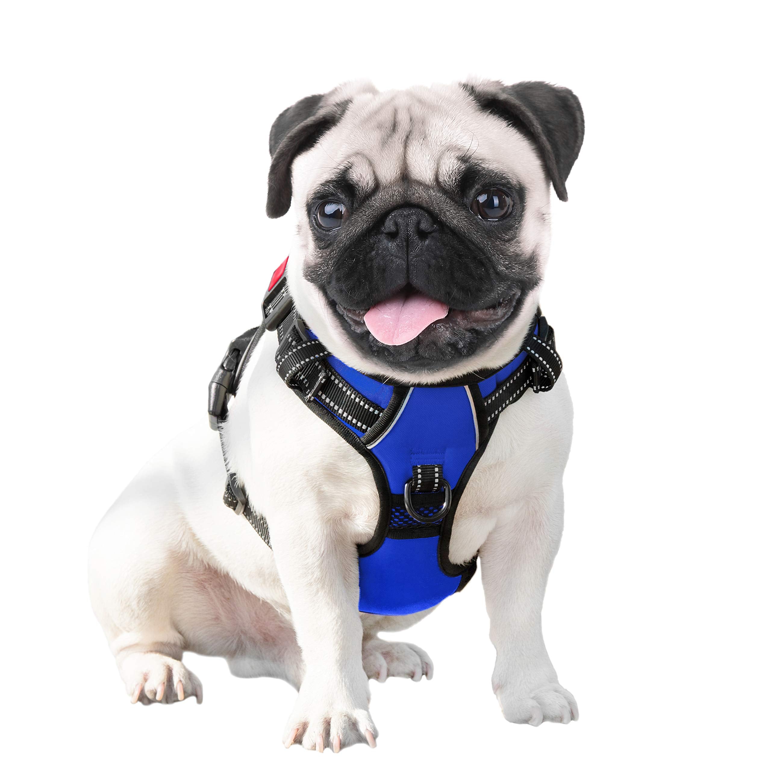 Phoepet No Pull Dog Harness Medium Reflective Front Clip Vest With Handle,Adjustable 2 Metal Rings 3 Buckles,[Easy To Put On & Take Off](Xl, Royal Blue)
