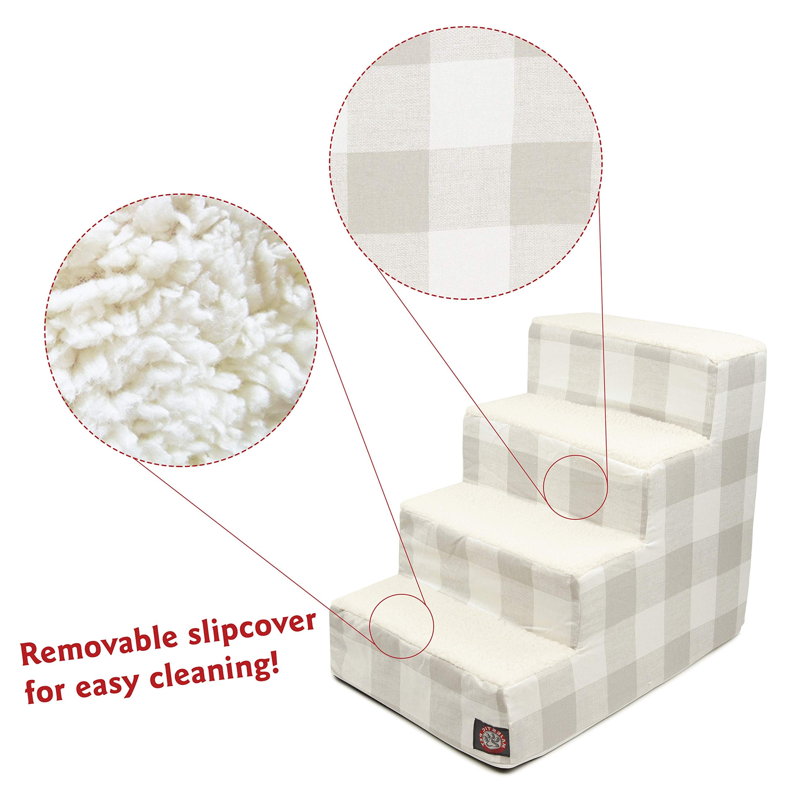 Majestic Pet Portable Pet Stairs | Soft Sherpa Steps Foam Feeling | Steps for Dogs & Cats | Dog & Cat Ramp | Indoor Only | Max W