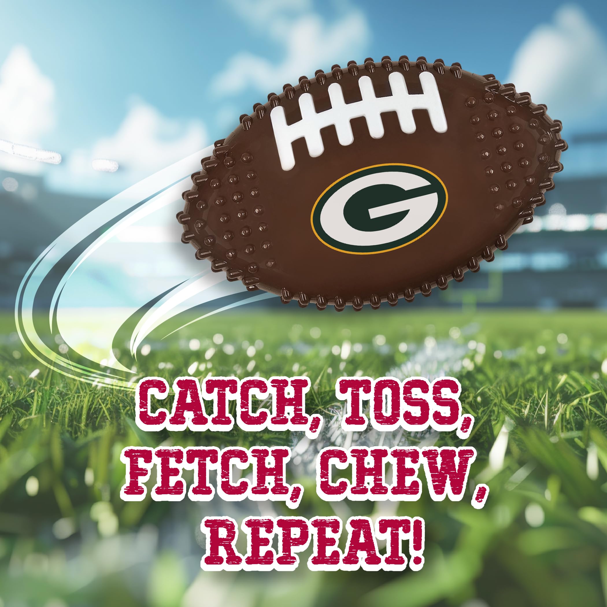 Nfl Green Bay Packers Mega- Chew Hard Nylon Bacon-Flavored Dog Bone Football Chew Toy Interactive Tasty Fun Dog Chewy Toys Indes