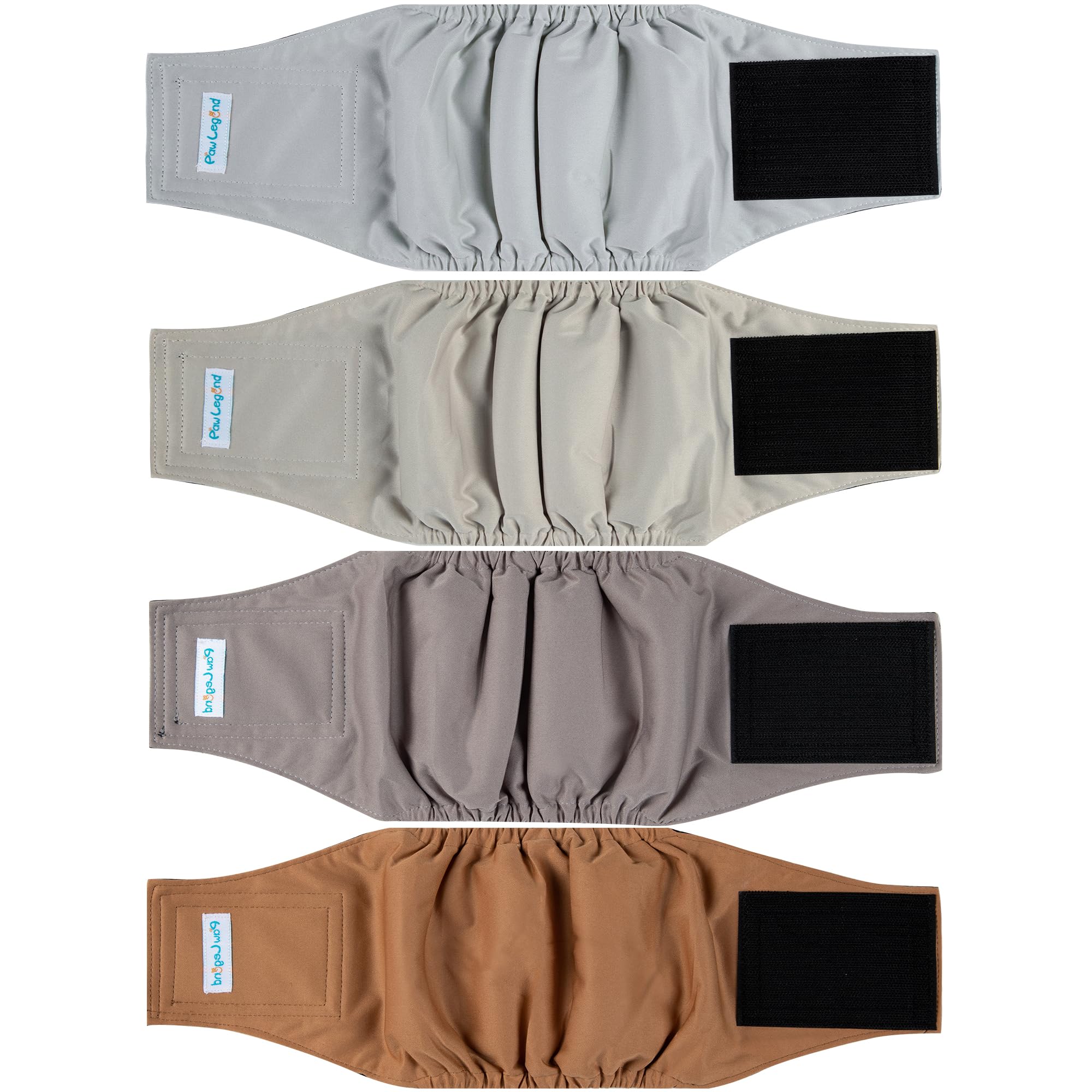 Paw Legend Washable Dogs Diapers Male Dog Belly Bands for Male Dogs Diapers Reusable Puppy & Doggie Diapers Male (4 Pack, X-Larg
