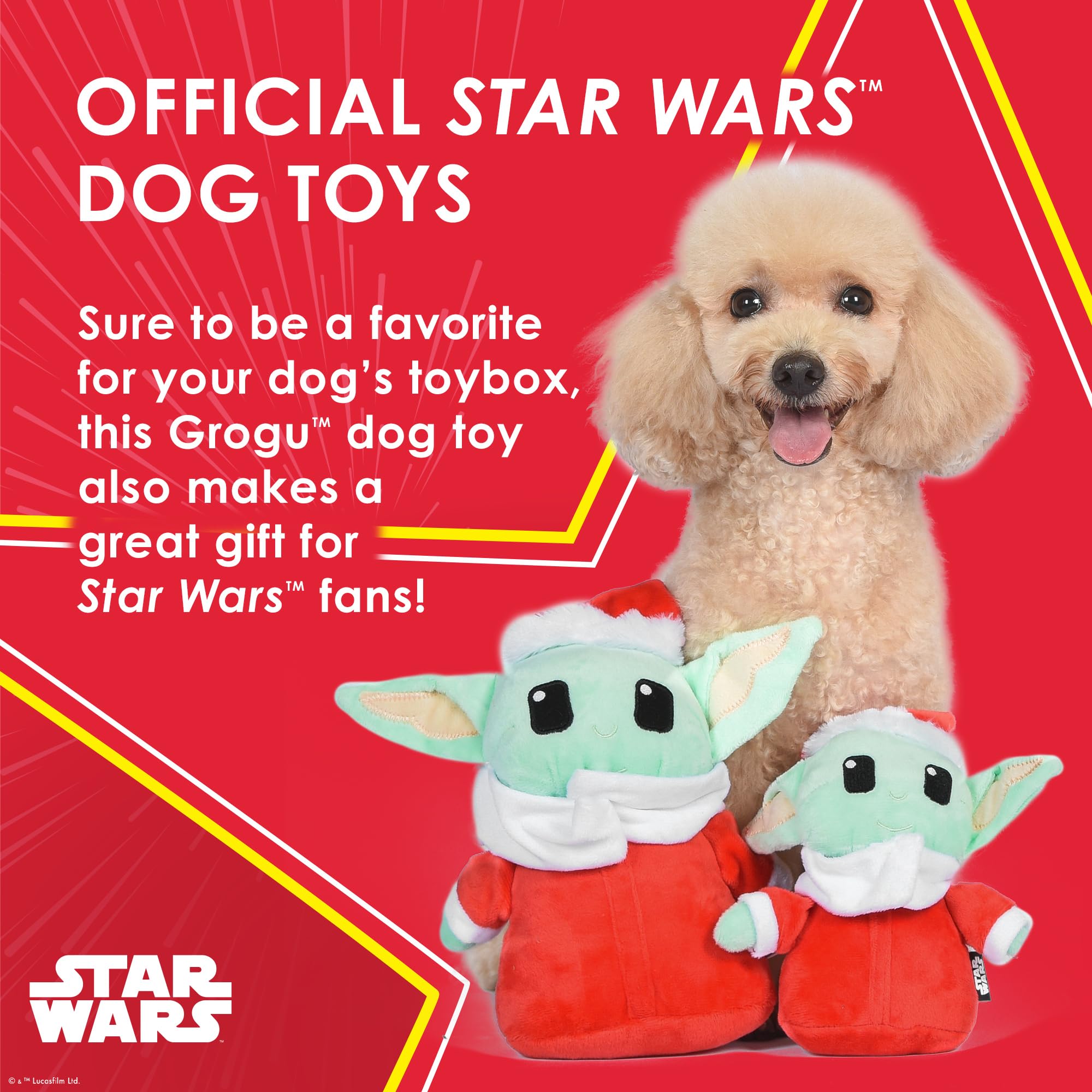 STAR WARS for Pets 9 The Child Santa Plush Figure Squeak Toy Holiday Pet Products, Grogu Squeaky Pet Toy | Dog Chew Toy, Grogu P