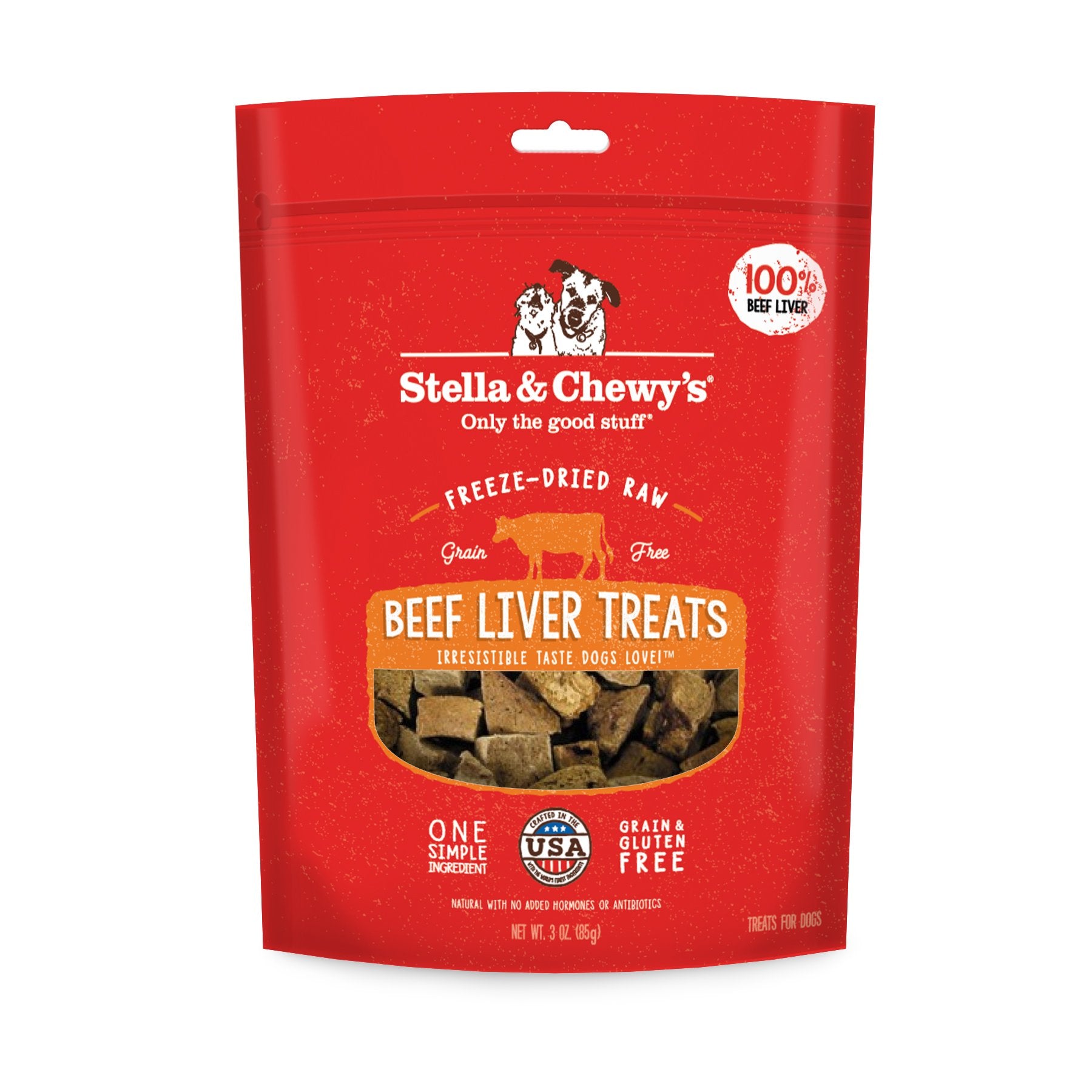 Stella & Chewys Freeze-Dried Raw Single Ingredient Beef Liver Treats, 3 oz. Bag