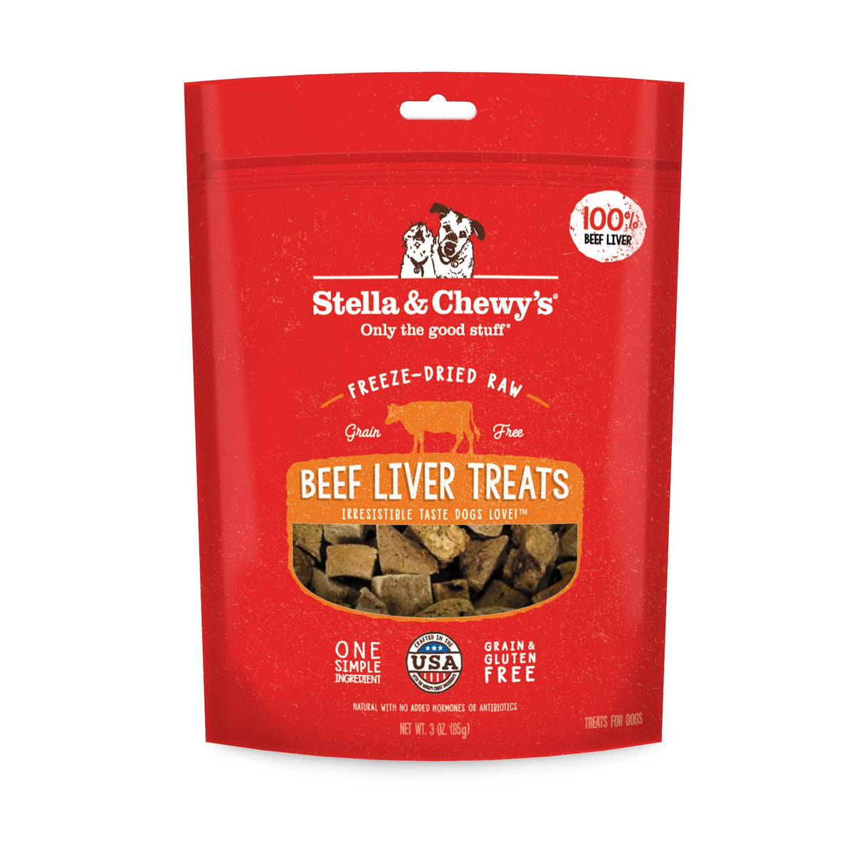Stella & Chewys Freeze-Dried Raw Single Ingredient Beef Liver Treats, 3 Oz. Bag