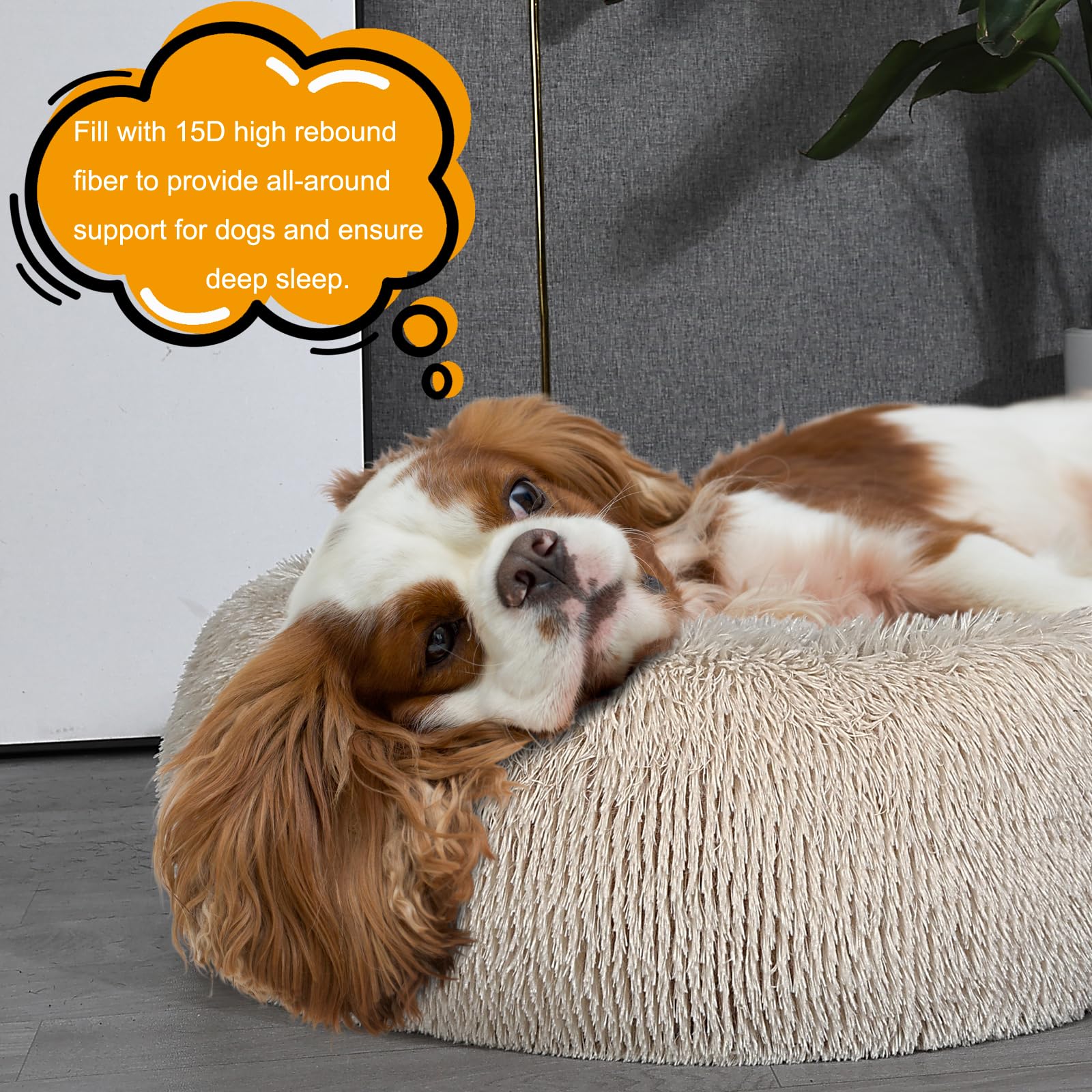 Small Dog Bed Calming Dogs Bed For Small Medium Large Dogs Anti-Anxiety Puppy Bed Machine Washable Warming Cozy Soft Pet Round Bed Fits Up To 10-100 Lbs (Medium (Pack Of 1), Beige)