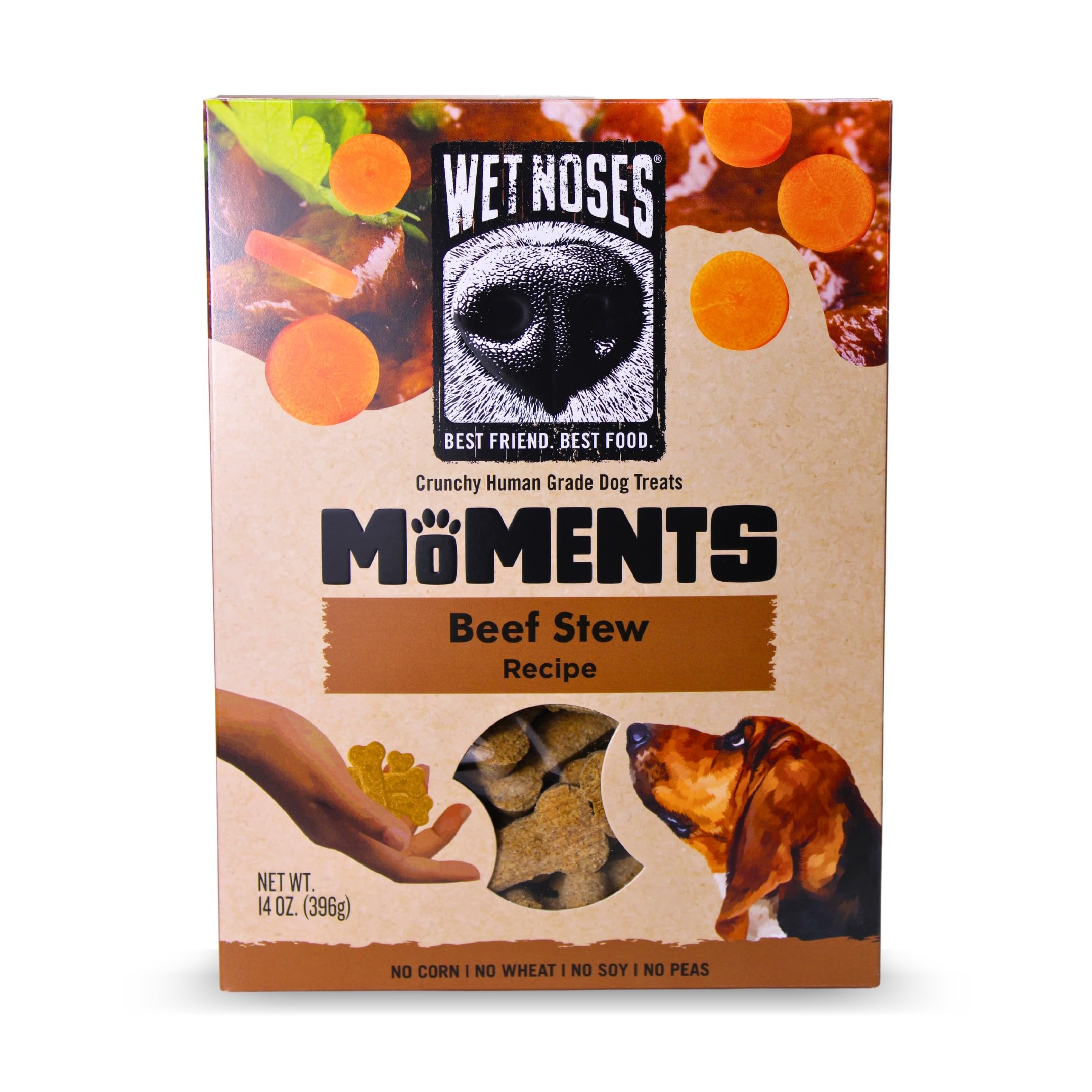 Wet Noses Moments Non-GMO Beef Stew Bone Crunchy Dog Treats - 14oz | No Corn, Wheat, Soy or Peas, Made with 8 Simple Ingredients