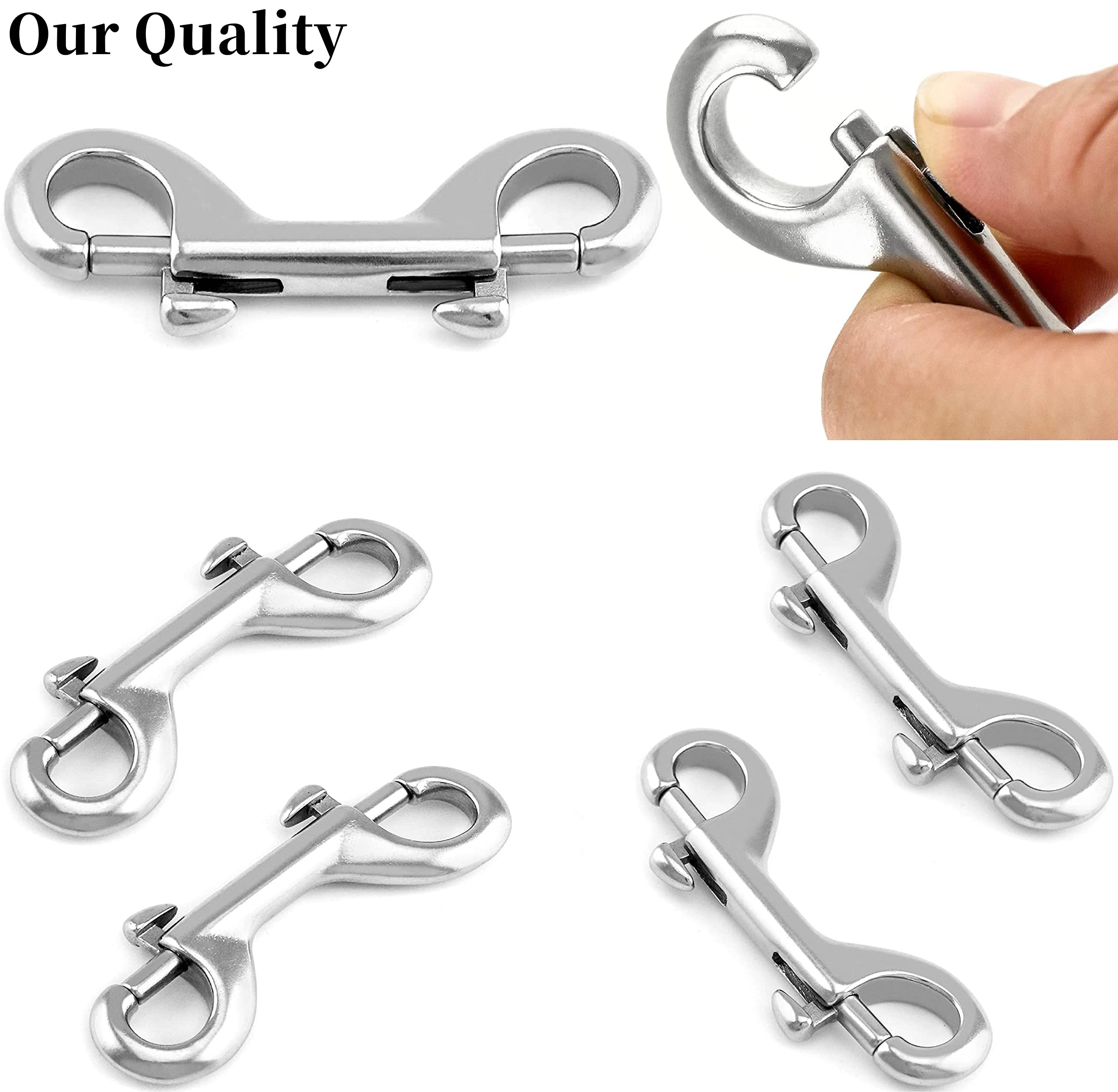 Dog Lesh Double Ended Snap Hooks For Walking Running,Stainless Steel Dog Clips For All Pet Leash,Pet Feed Buckets,Horse Tack,Camping Hammock,Widely Use (4Pack)