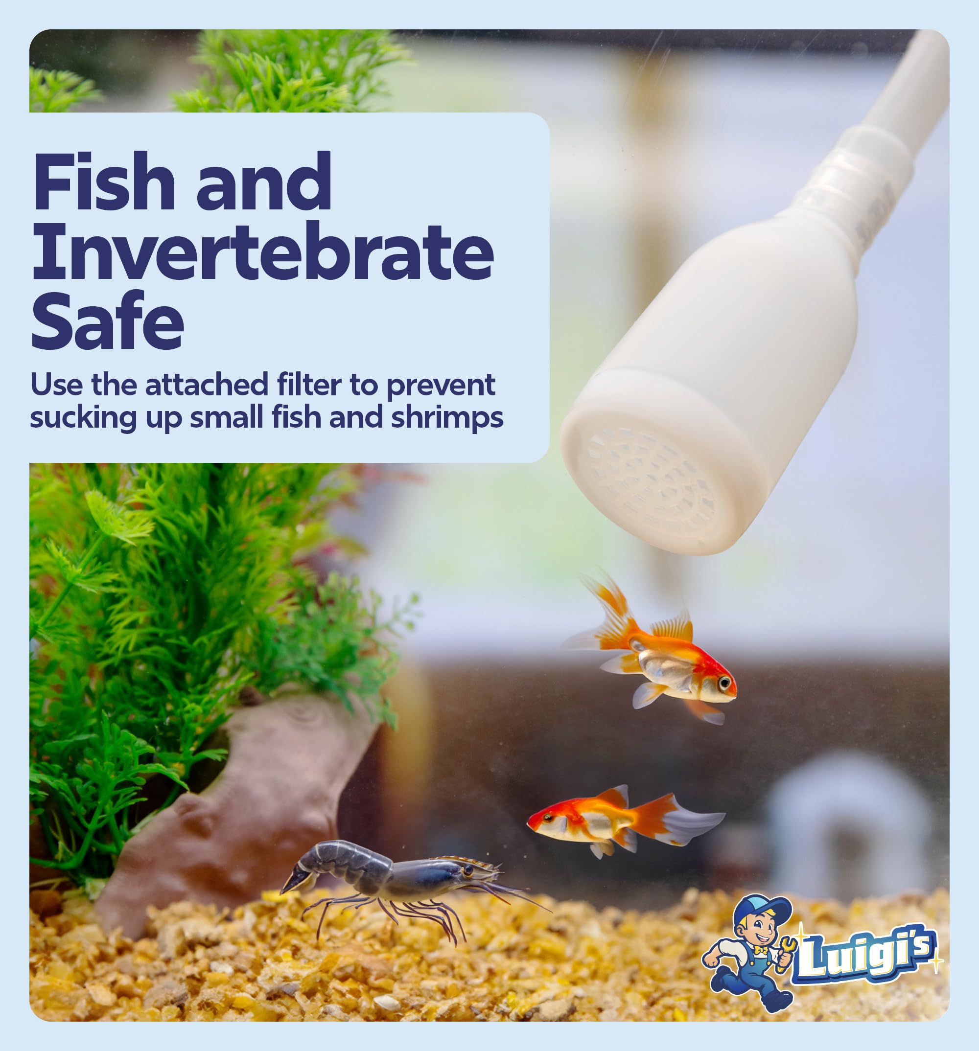 Luigi'S Fish Tank Cleaner - Gravel Pump Vacuum For Aquarium - Hand Siphon Hose To Remove And Change Water Or Sand In Minutes - A