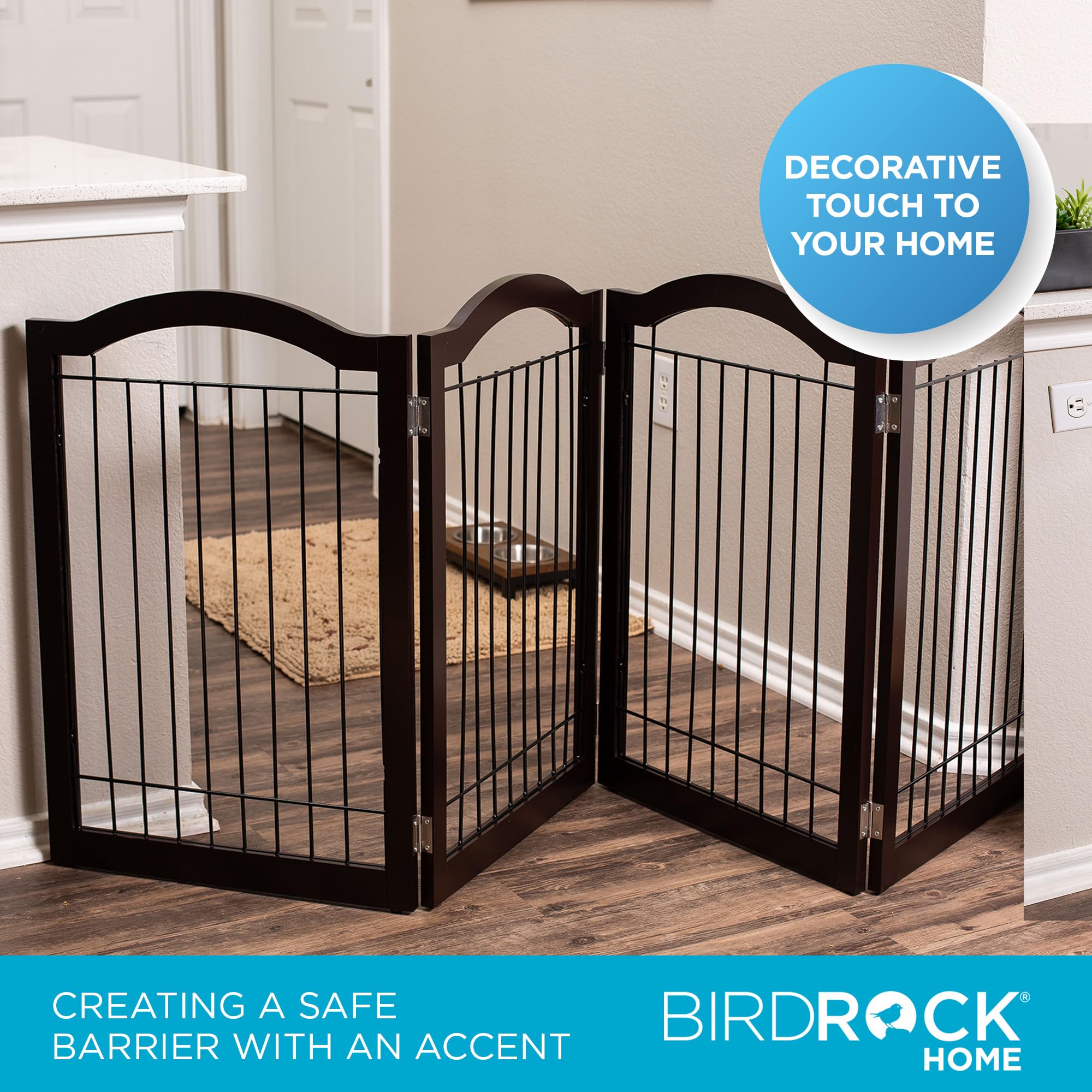 Internet'S Best Arched Top Wire Dog Gate - 4-Panel Free Standing Indoor Folding Pet Barrier, Ideal For Medium, Large Dogs, Puppi