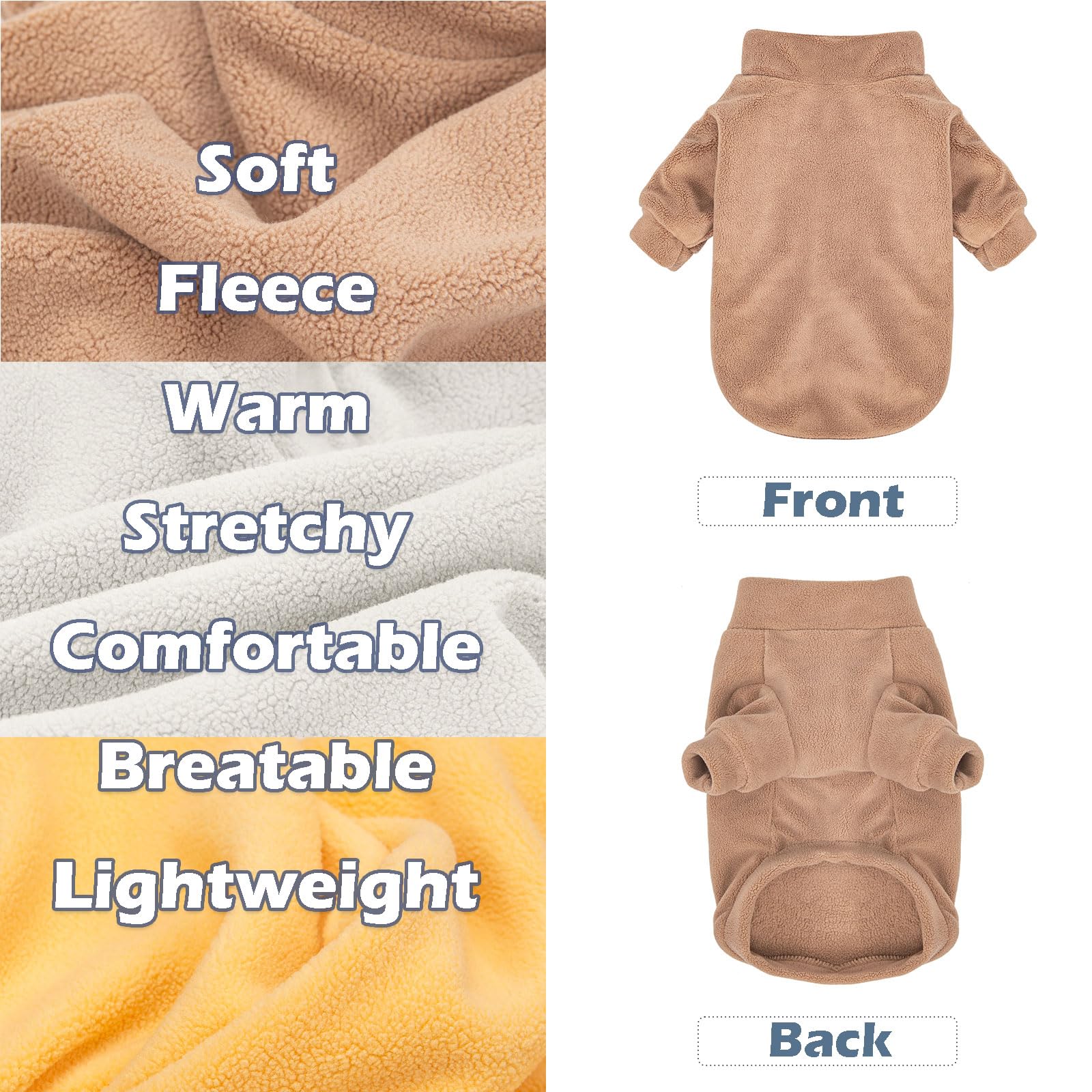 Gyalaperi Dog Sweater, 3 Pack Dog Sweaters For Small Dogs Girl Boy, Ultra Soft Warm Puppy Clothes Dog Coat For Winter (Camel+Bei