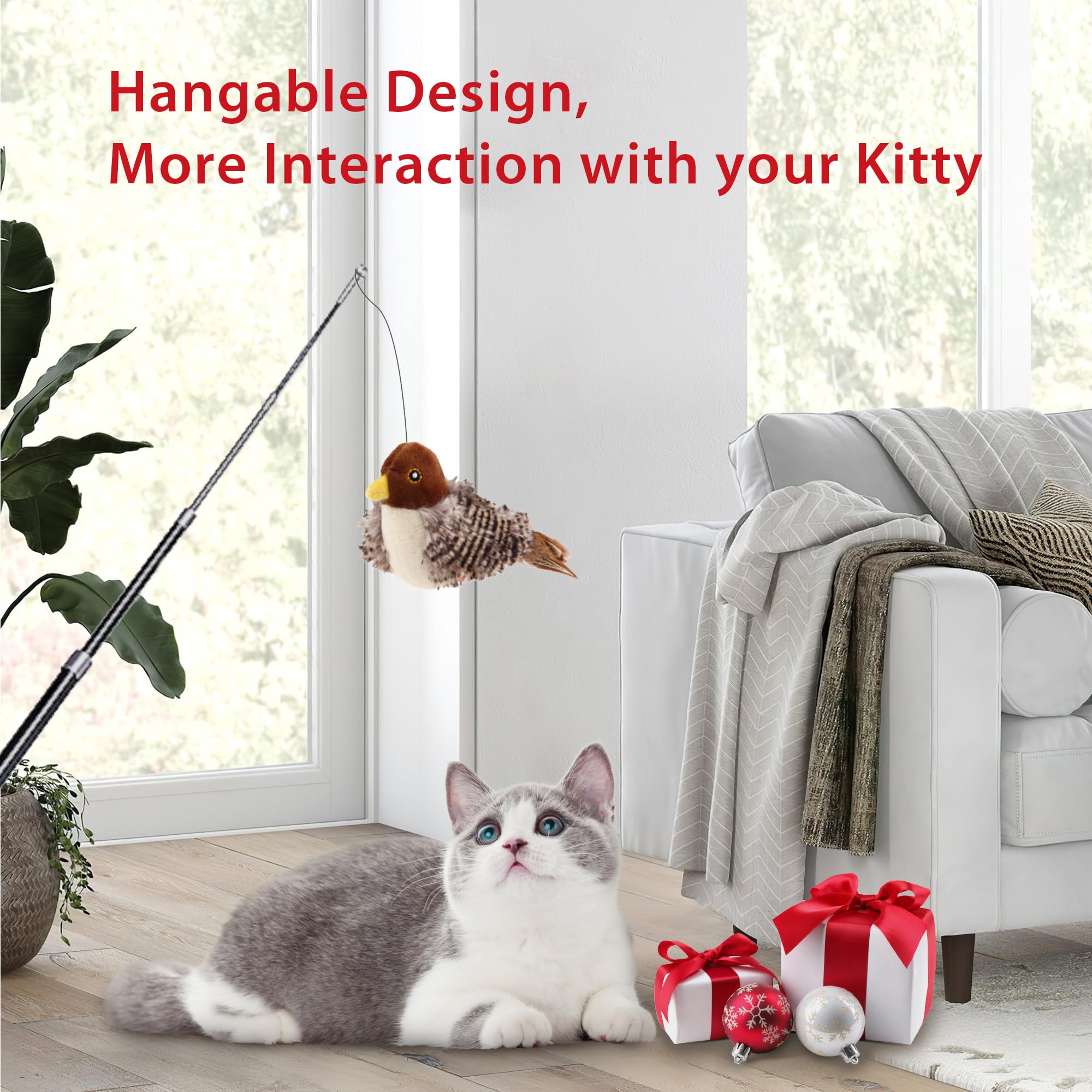 Gigwi Chirping Bird Cat Toys For Indoor Cats, Interactive Cat Toy With Real Electronic Squeaky Sound And Feather, Kitten Toys Au