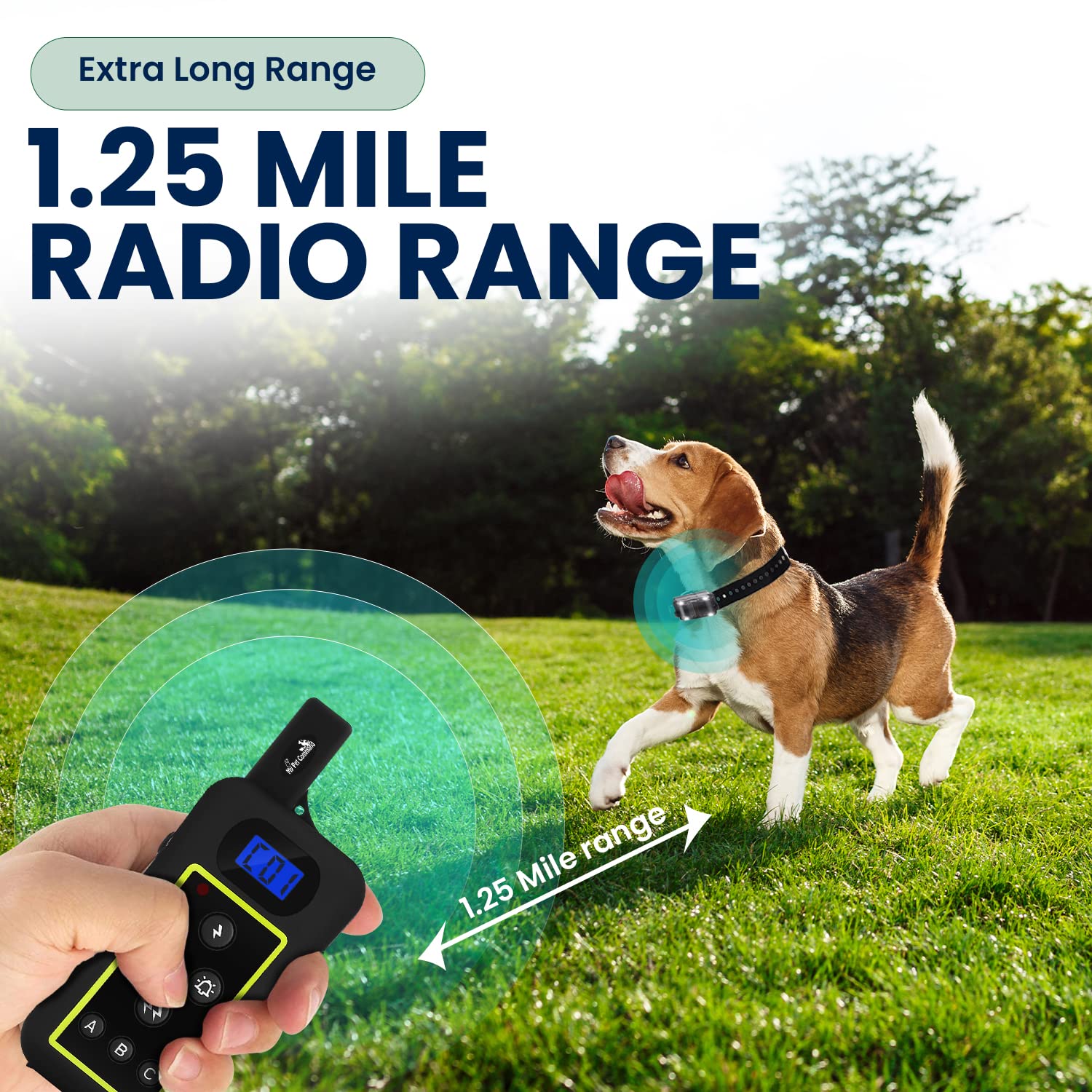 My Pet Command 1.25 Mile (6600 Ft) Dog Training Extra Remote Safe Dog Shock Collar Shock, Vibrate, Tone And Flashing Beacon Ligh