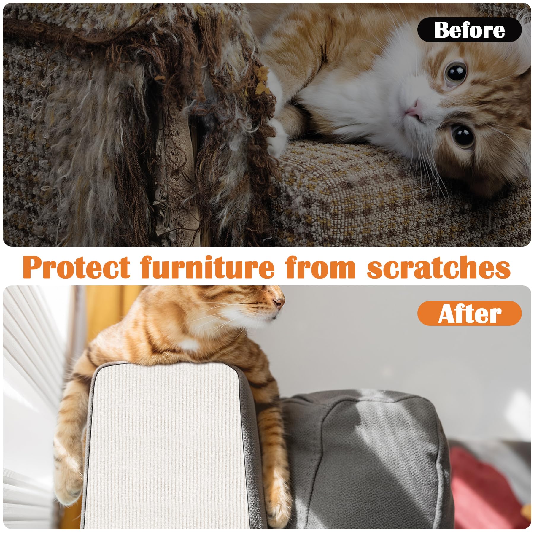 Inchoco Cat Scratch Furniture Protector - 100'' X 15.8'' Trimmable Self-Adhesive Cat Claws Scratching Pads, Diy Climbing Couch P