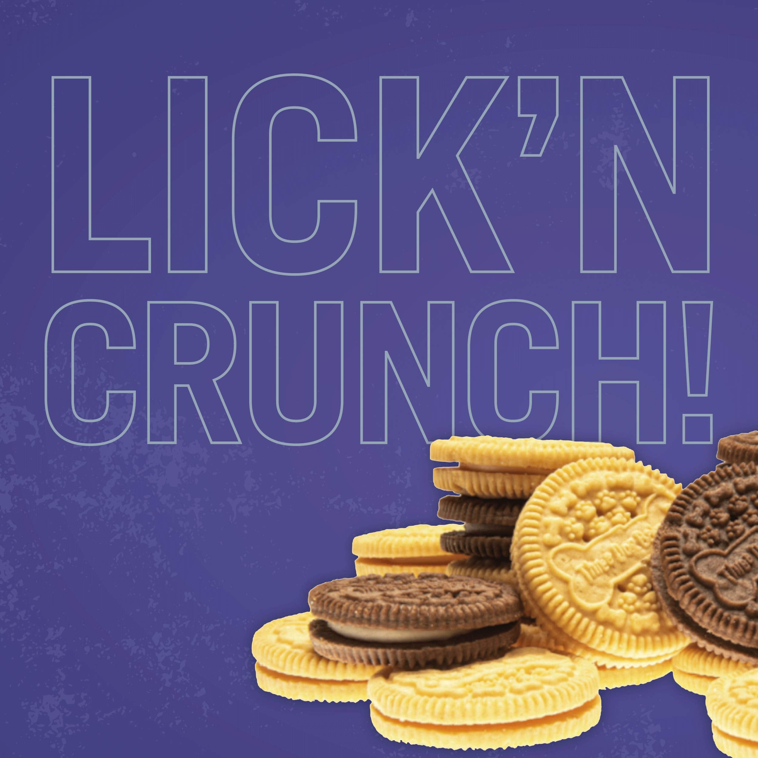 Three Dog Bakery Lickn Crunch Sandwich Cookies Premium Dog Treats with No Artificial Flavors, Butter Flavor & Golden Vanilla Fl