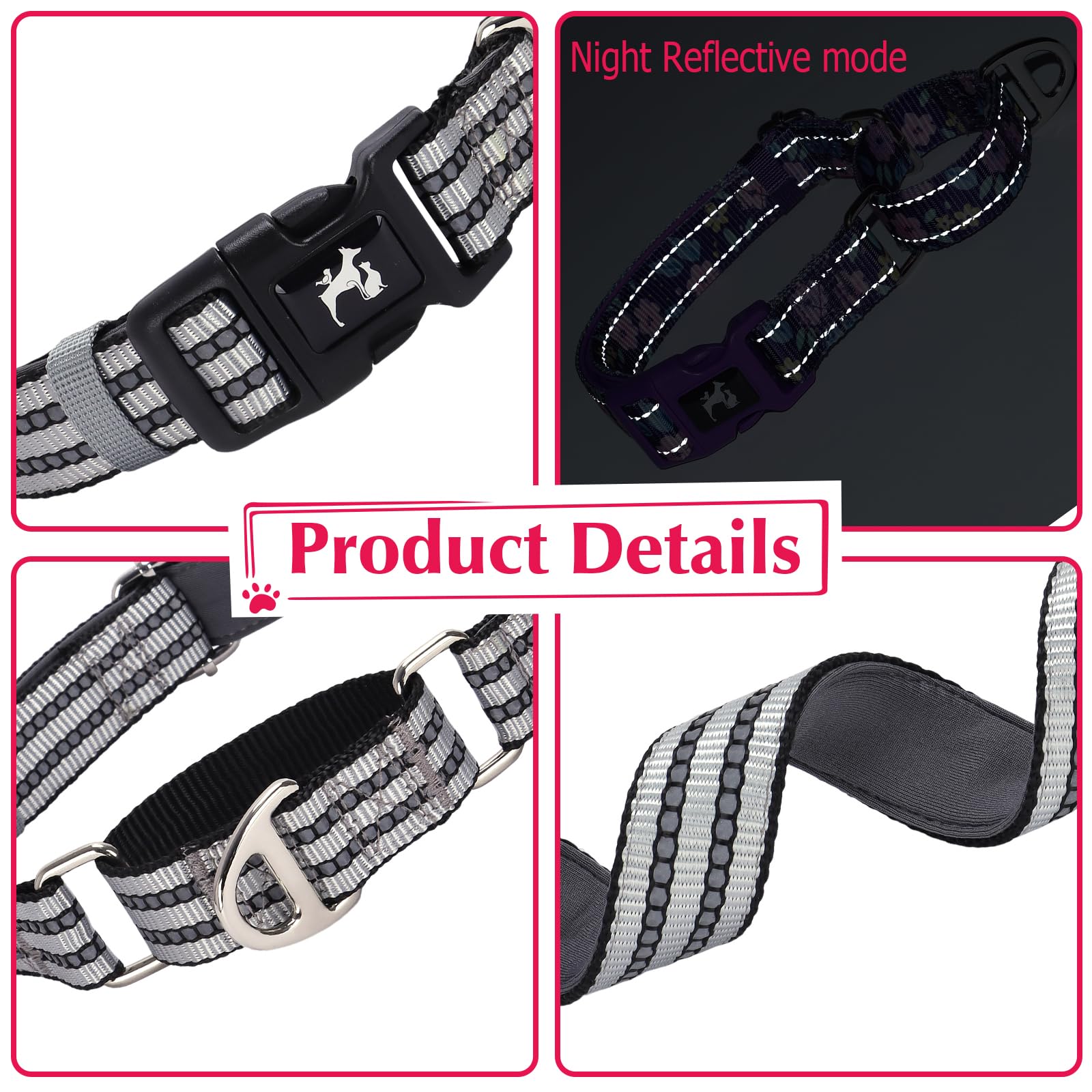 Reflective Martingale Collar For Medium Dogs With Quick Release Buckle Adjustable Training, Walking, Hunting No Slip Collars,(Sl