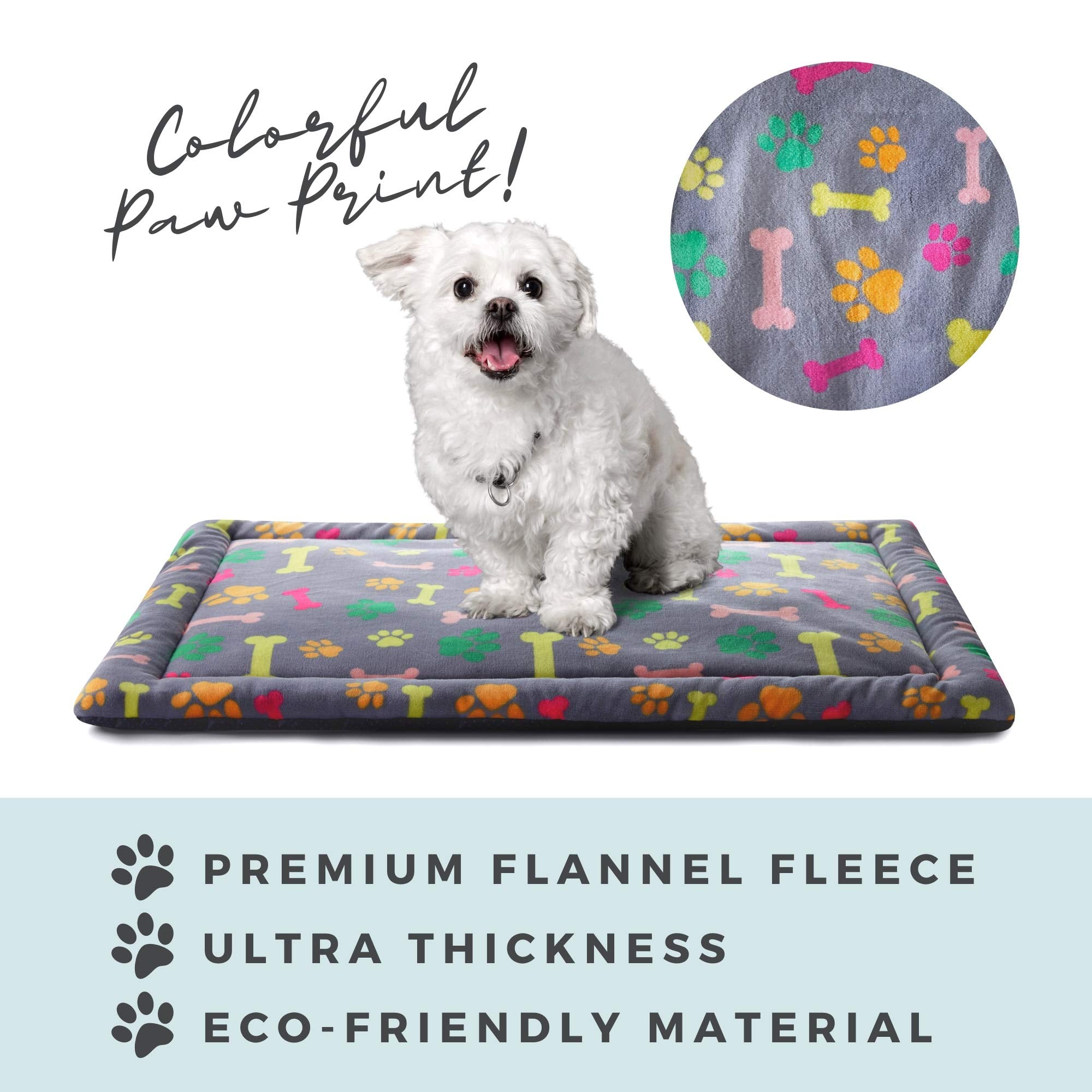 Allisandro Extra Softness 46 X 30 Inches Pet Sleeping Mat For Small Medium Large Dogs Puppies, Non Slip Dog Bed Mat, Vivid Bone