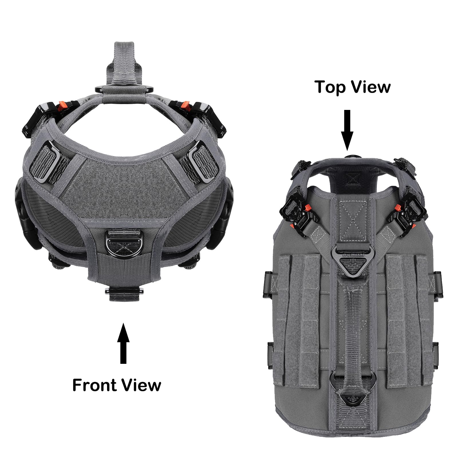 Icefang Tactical Dog Operation Harness With 6X Buckle,Dog Molle Vest With Handle,3/4 Body Coverage,Hook And Loop Panel For Id Pa