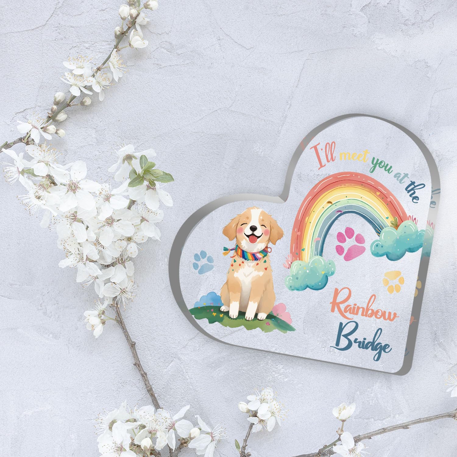 Rainbow Bridge Sign Decor - Pet Memorial Sympathy Gift for Loss of Dog, Acrylic Decorations for Pet Loss Remembrance Keepsake