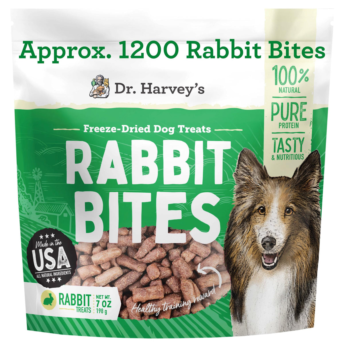 Dr. Harvey'S Rabbit Bites Freeze-Dried Raw Dog Treats, Single Ingredient, All-Natural Rabbit Meat Protein For Dogs, Allergen-Fre