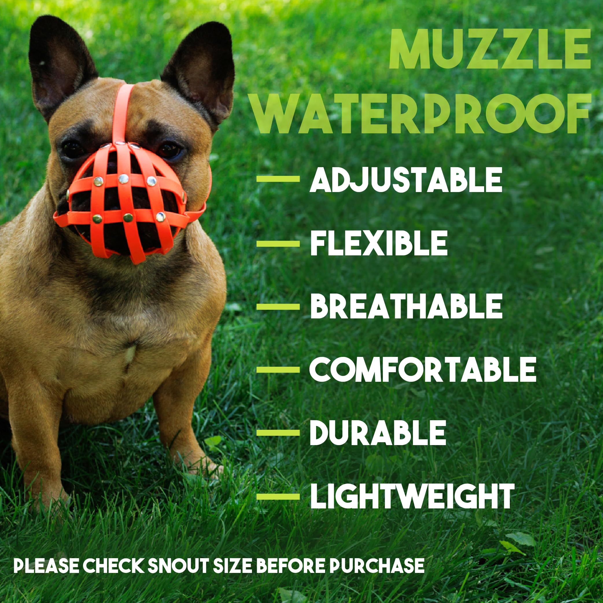 Bronzedog French Bulldog Muzzle Short Snout Dog Mask Prevent Biting For Small Dogs (Orange)